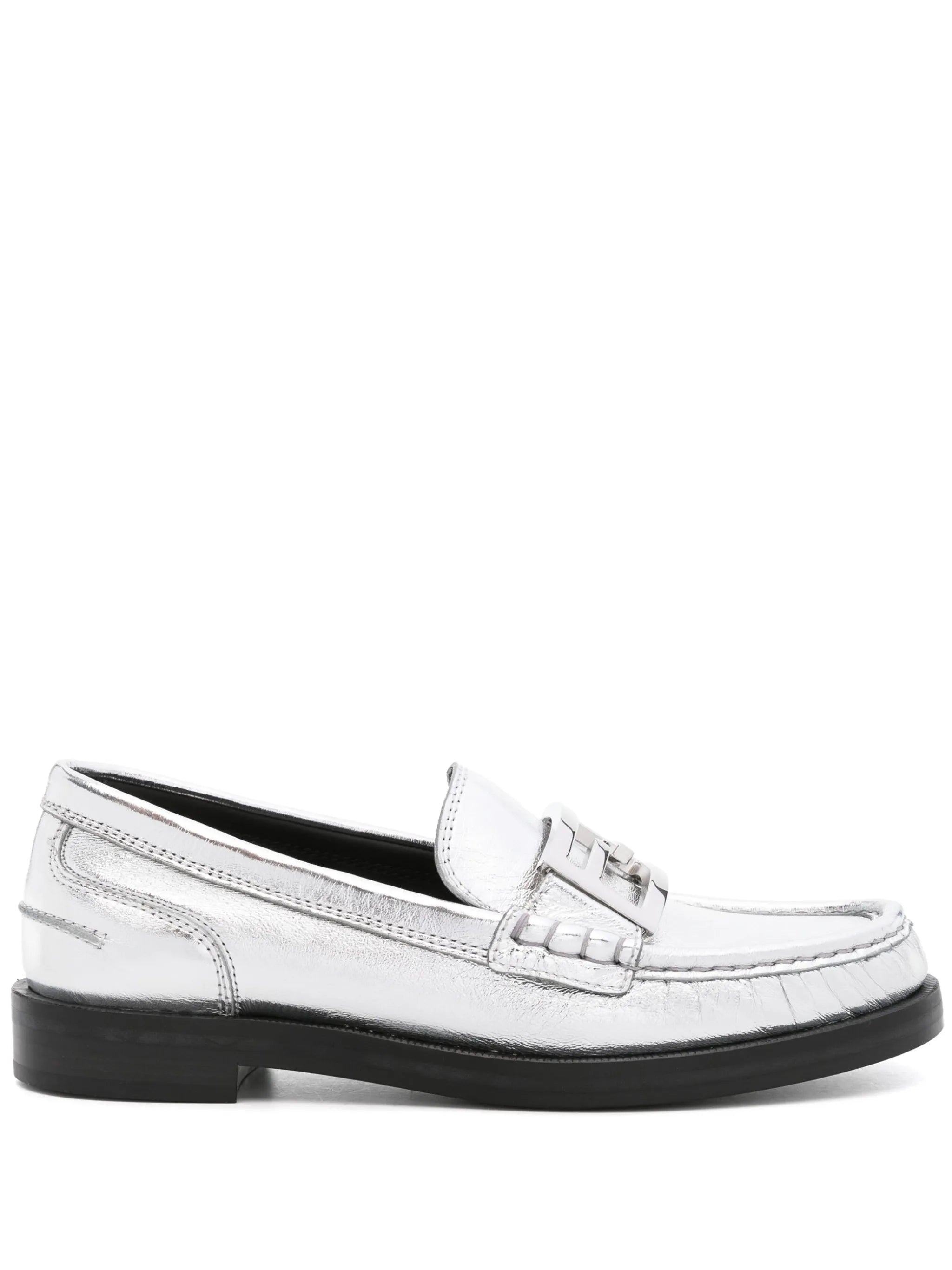 Baguette metallic leather loafers