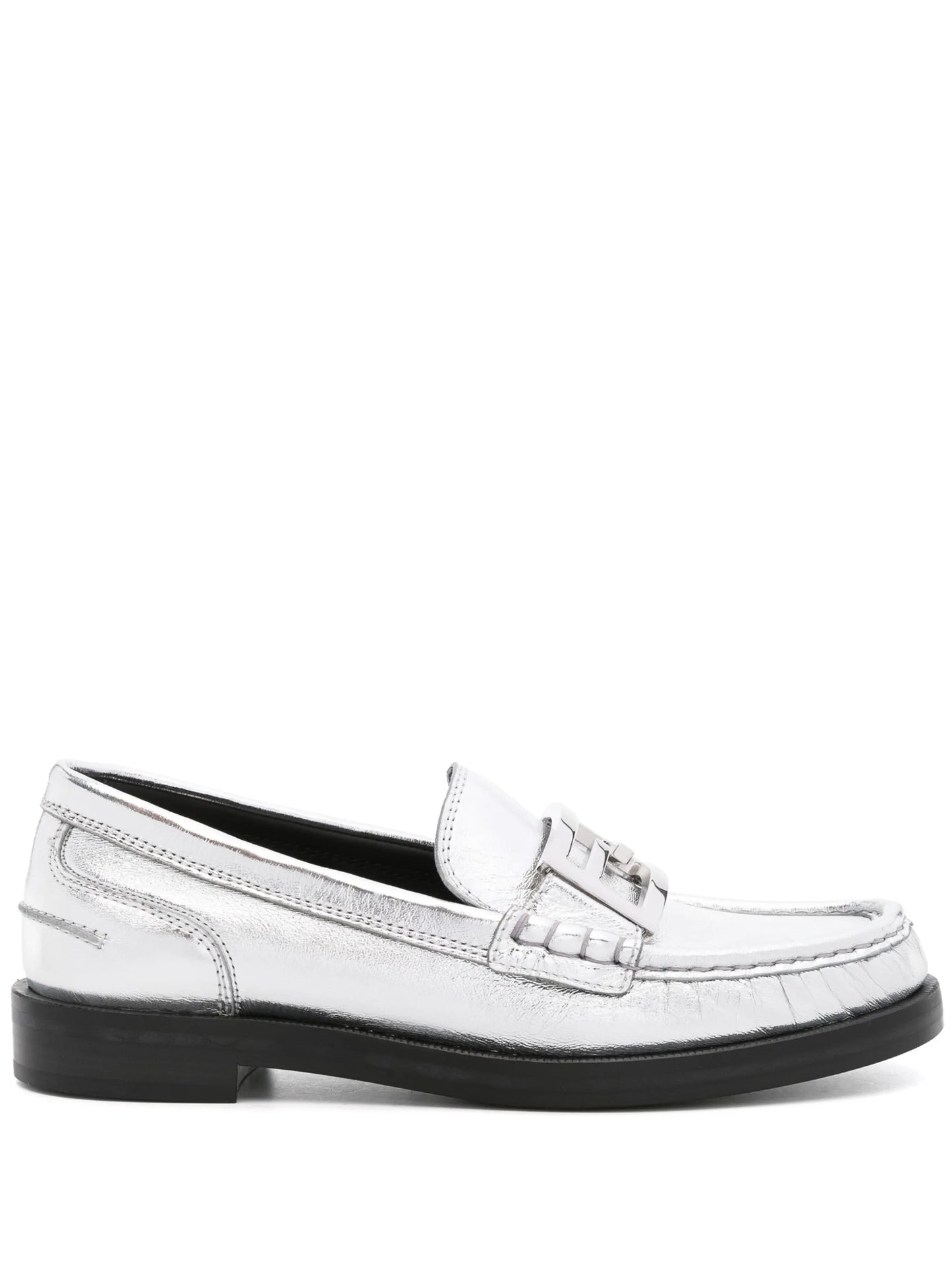 Baguette metallic leather loafers