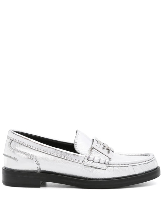 Baguette metallic leather loafers