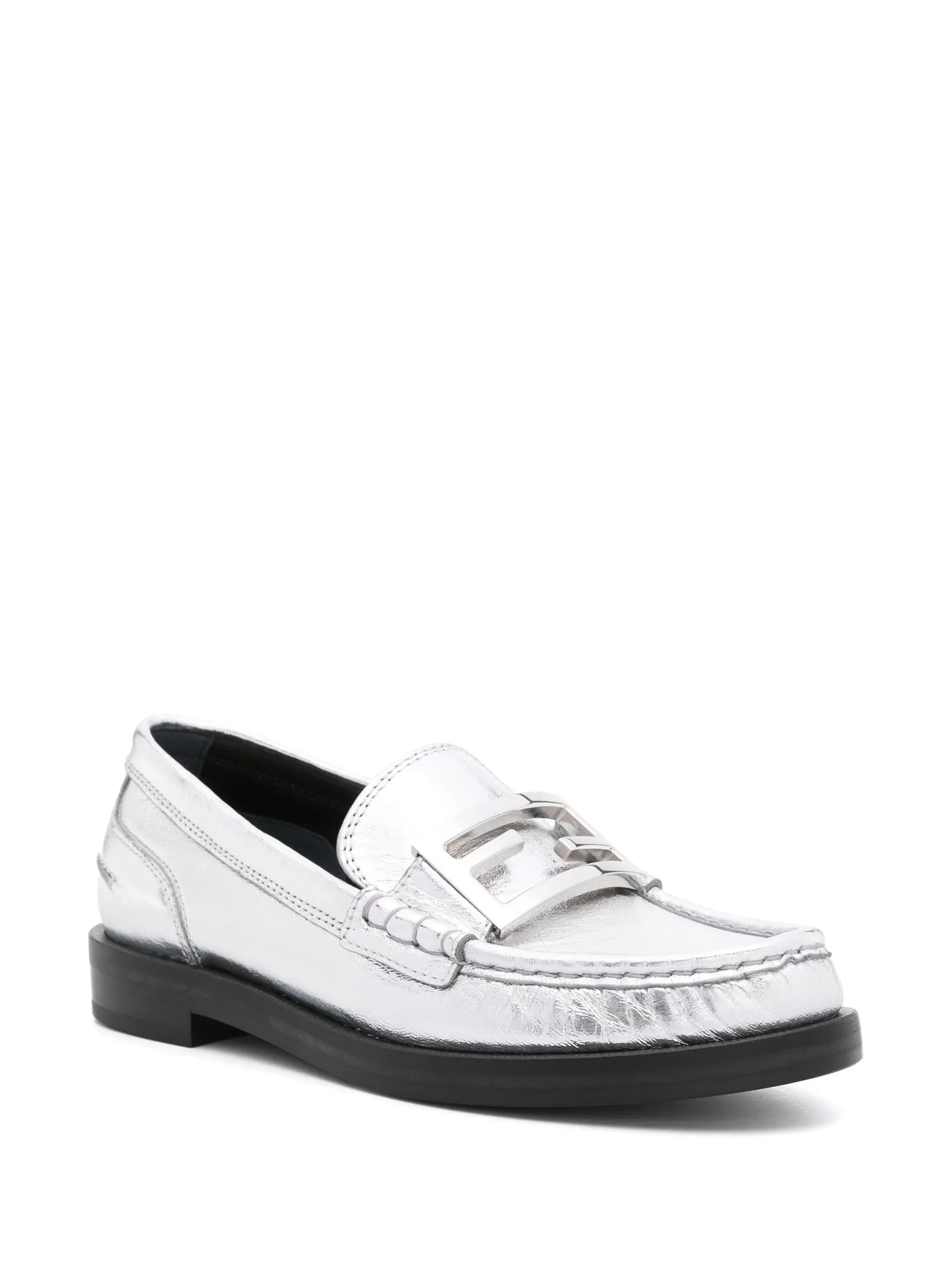 Baguette metallic leather loafers