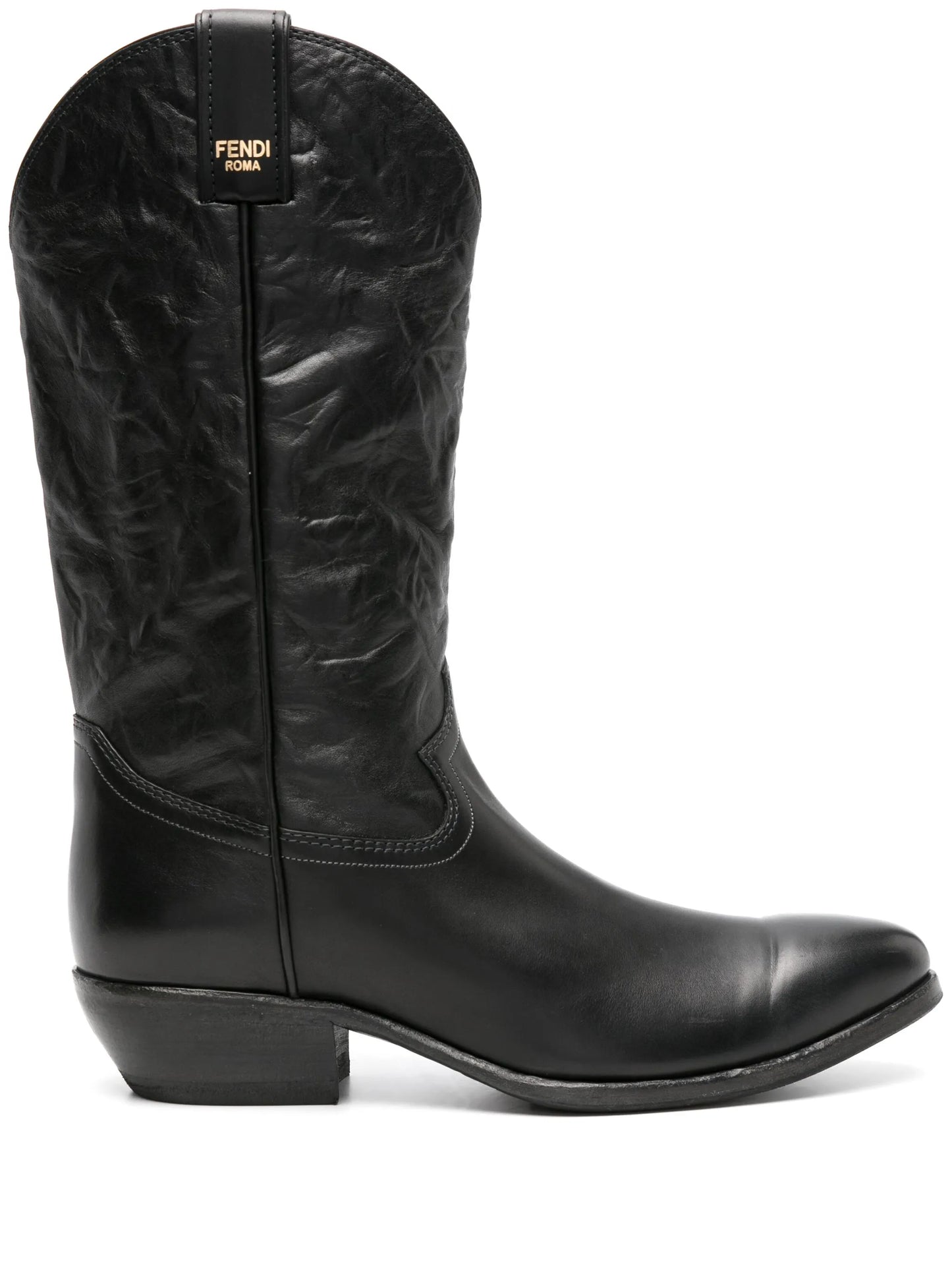 crinkled-leather cowboy boots