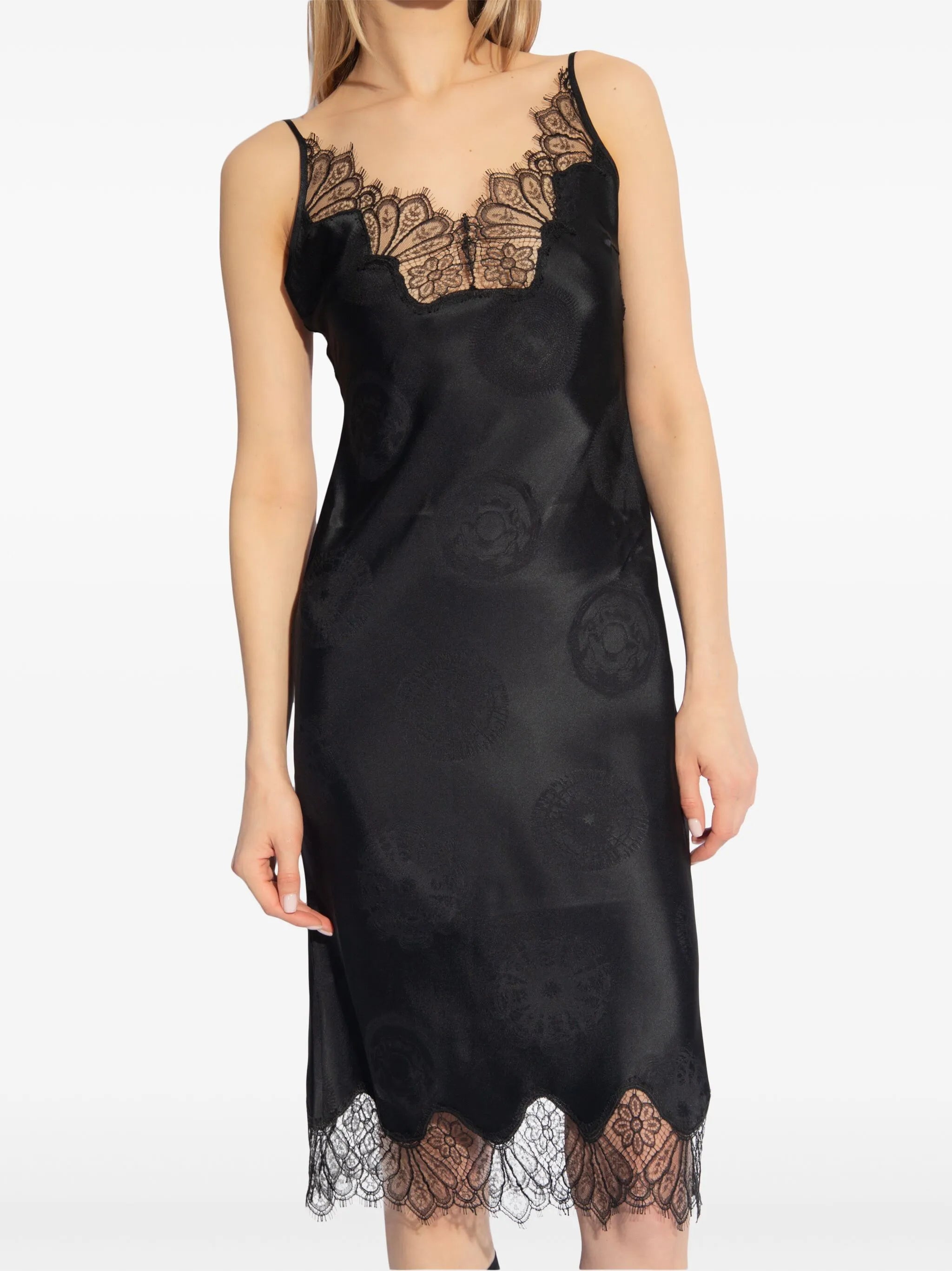 lace-trimmed silk dress