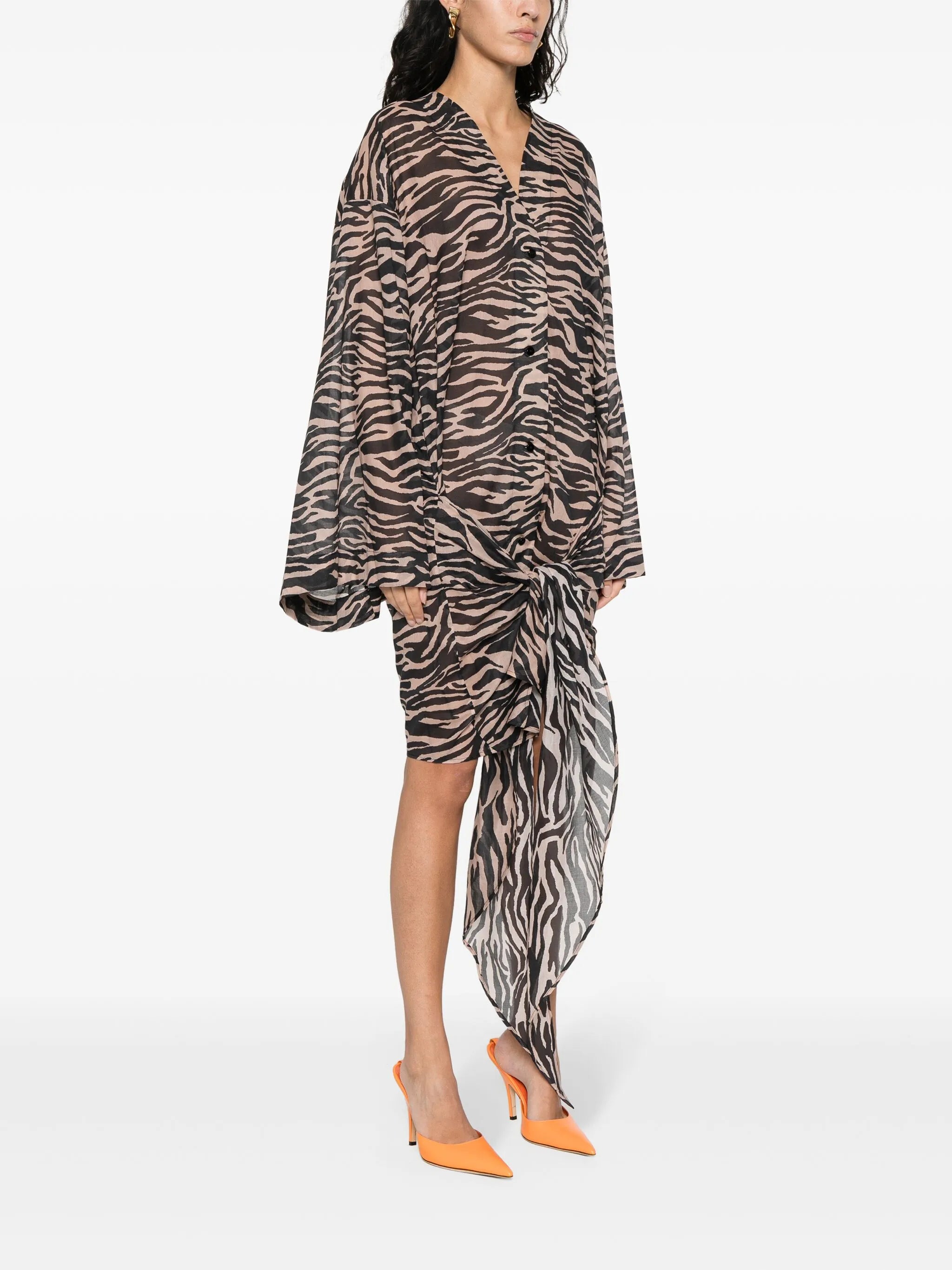 zebra-print shirt dress