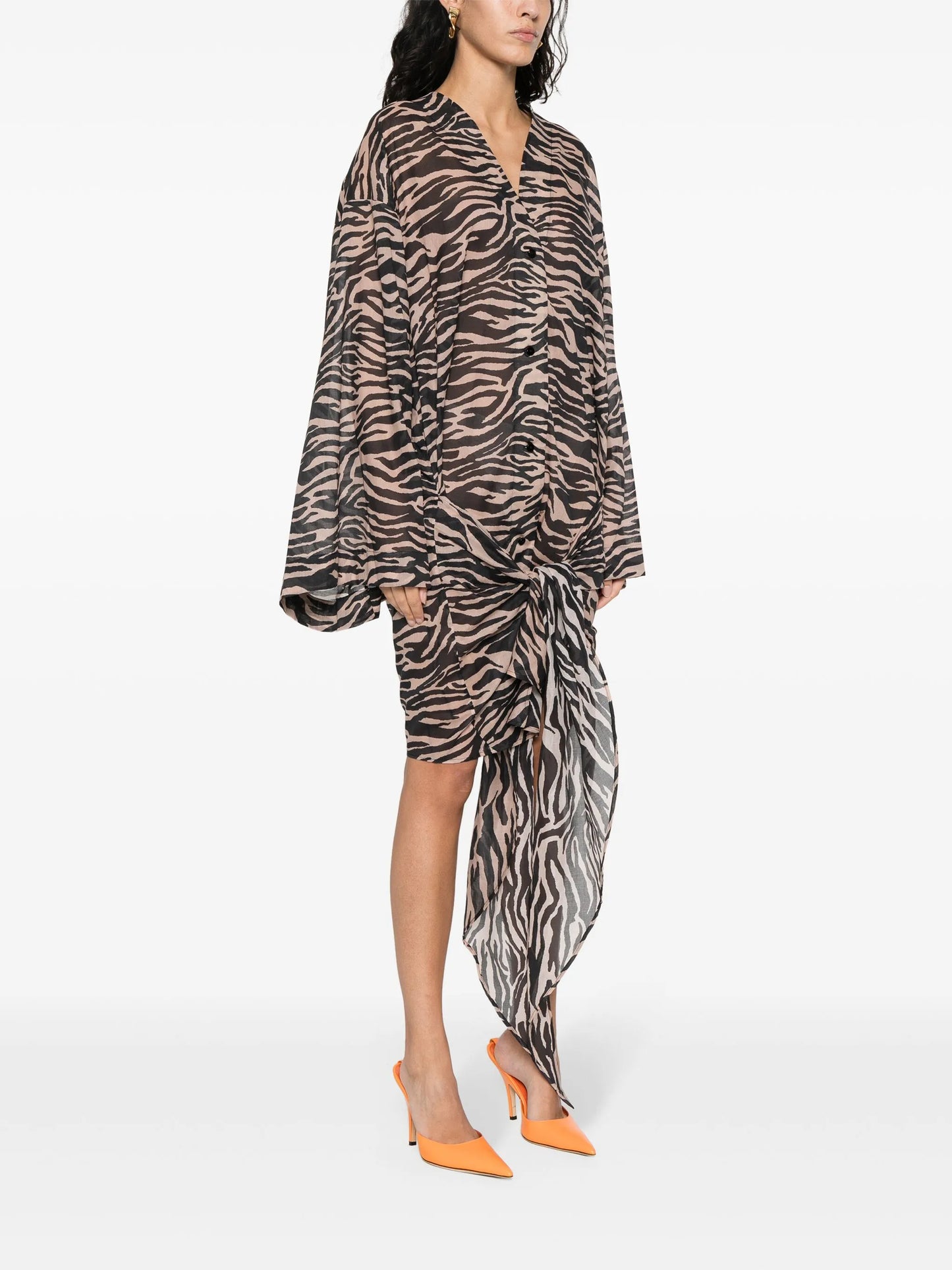 zebra-print shirt dress