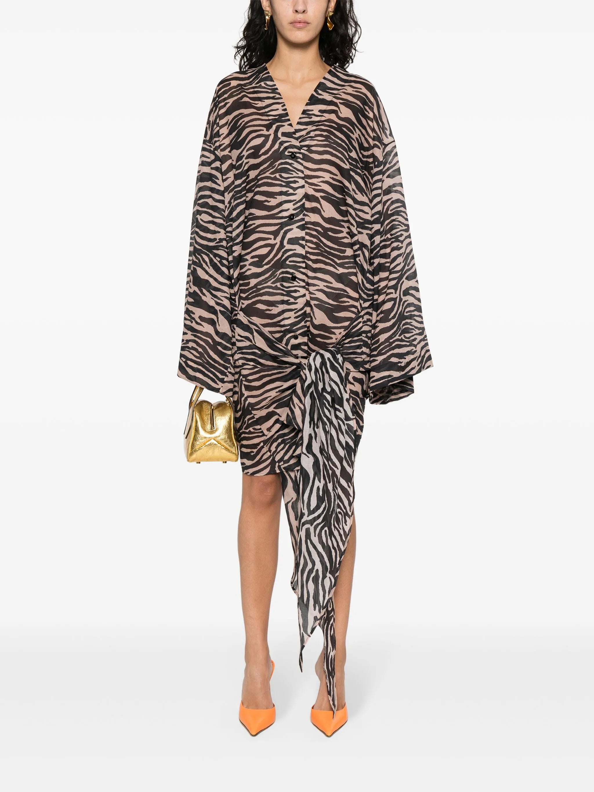 zebra-print shirt dress