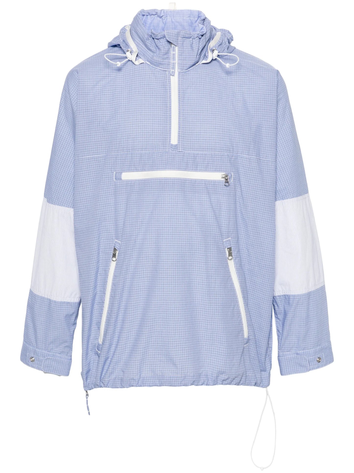 grid-pattern hooded jacket