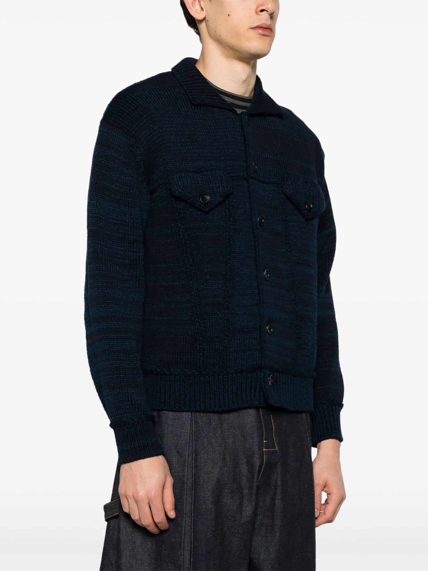 mélange cotton-blend cardigan