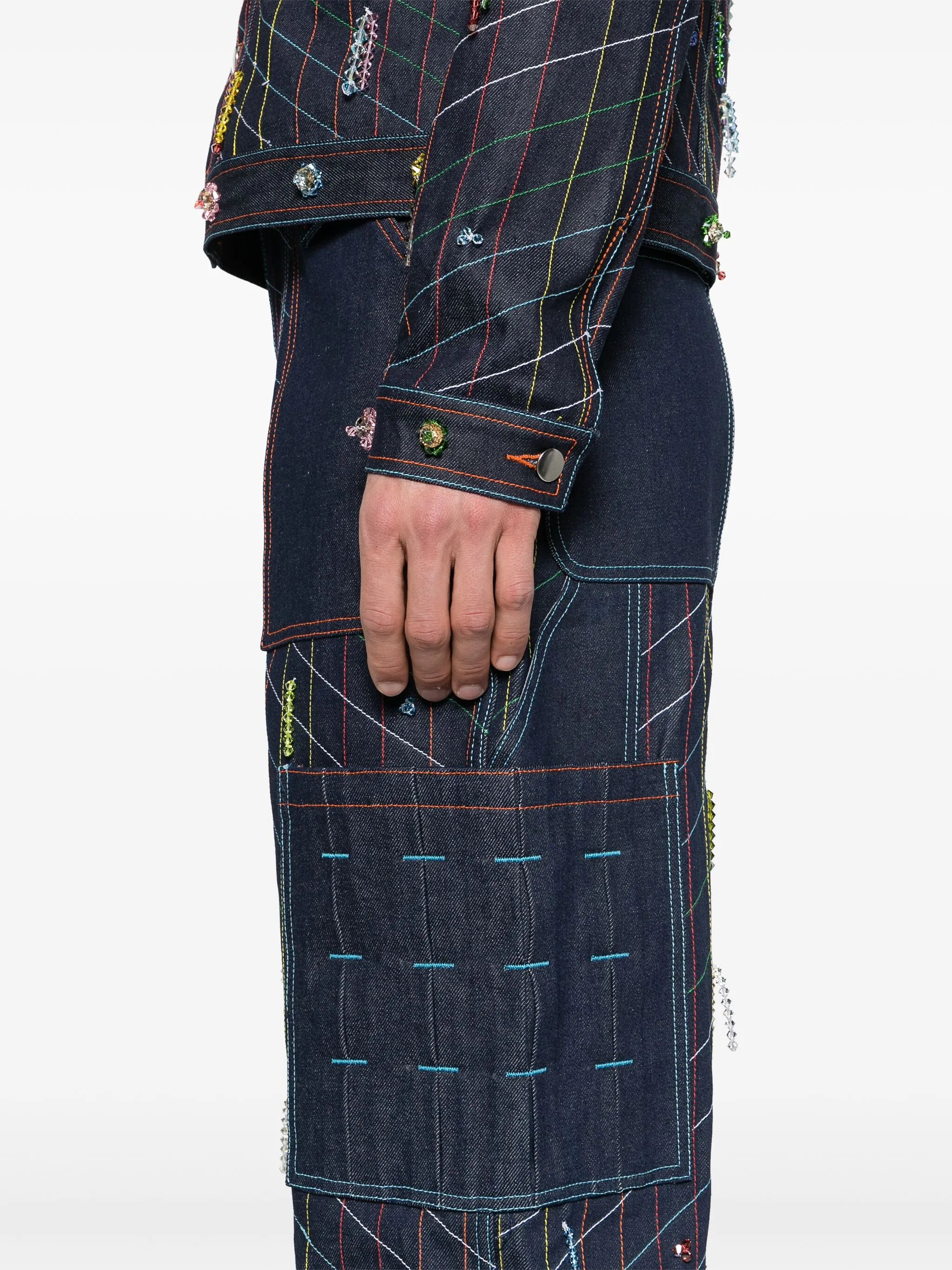 hand-beaded straight jeans