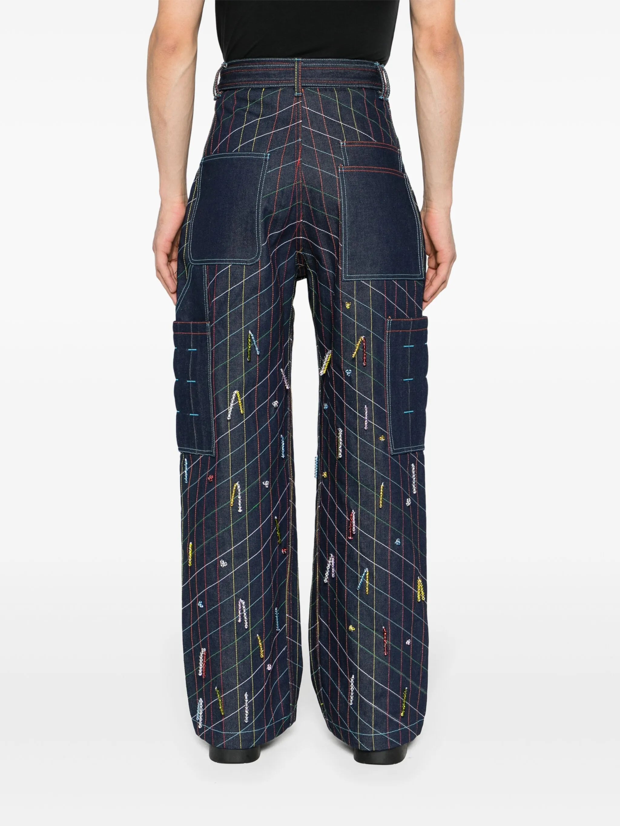 hand-beaded straight jeans