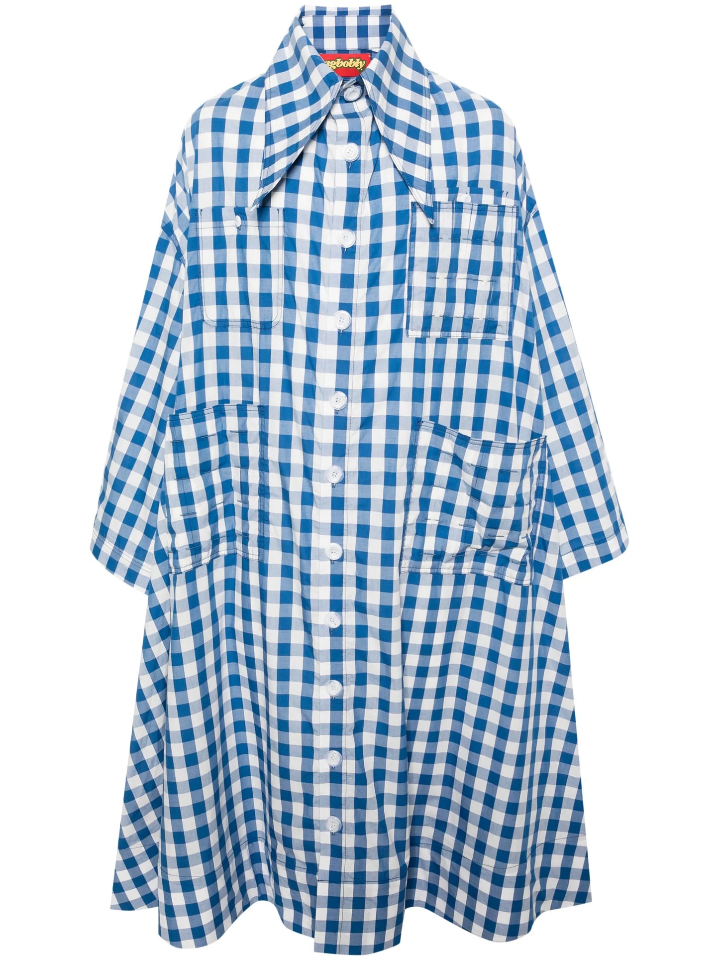 gingham-check cotton coat
