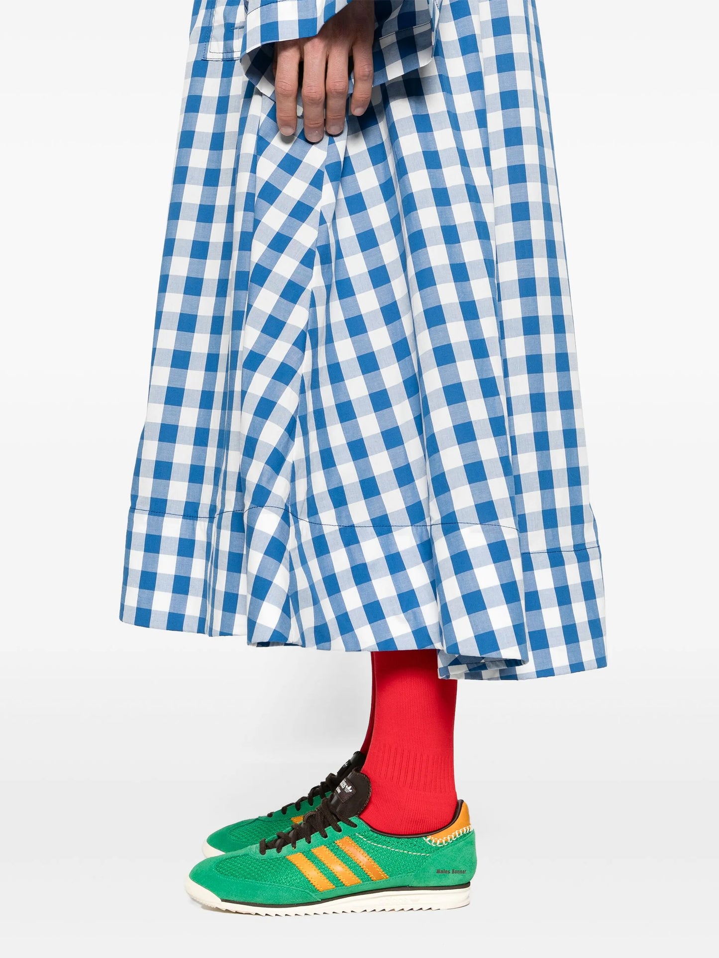 gingham-check cotton coat