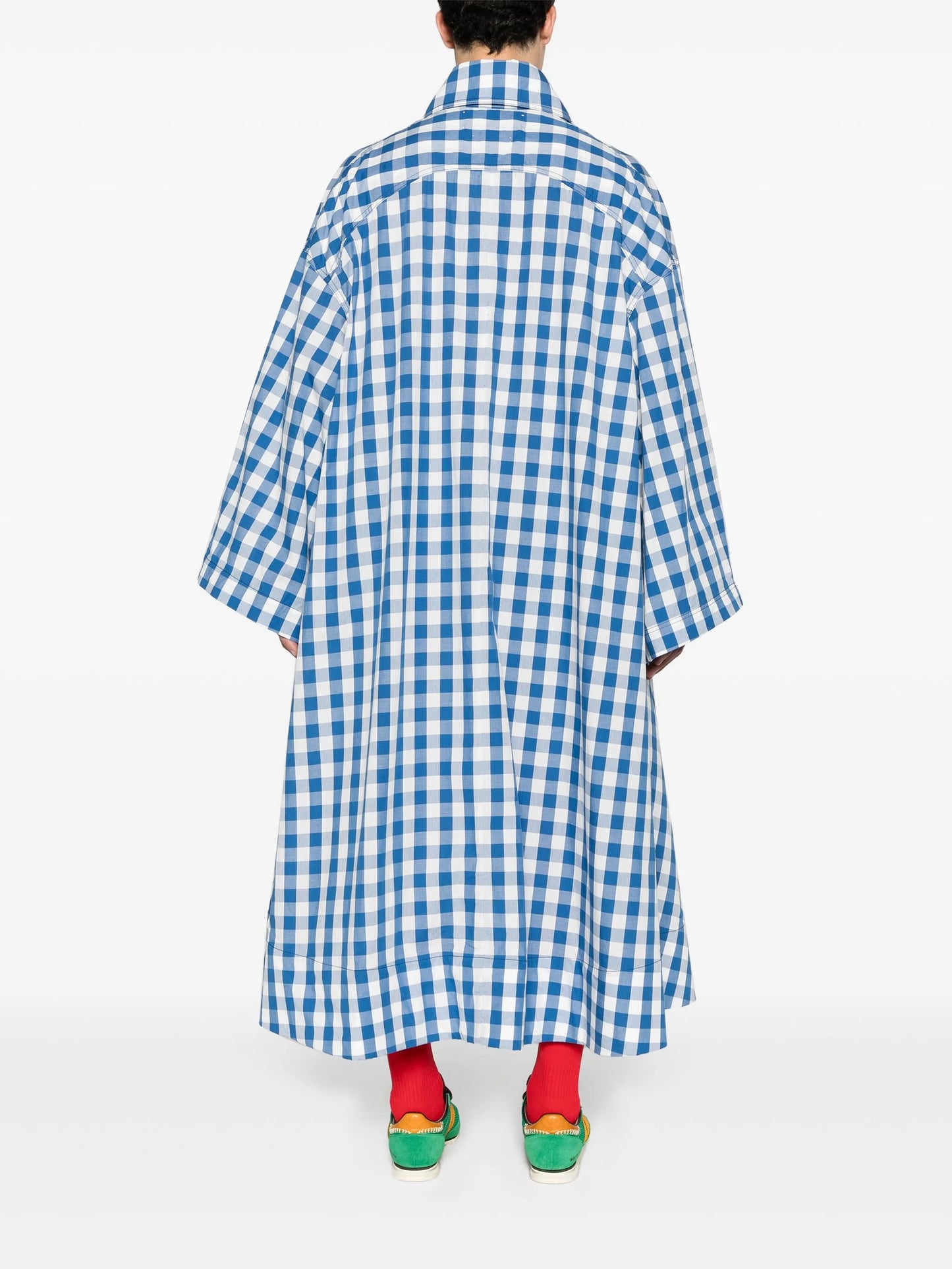 gingham-check cotton coat