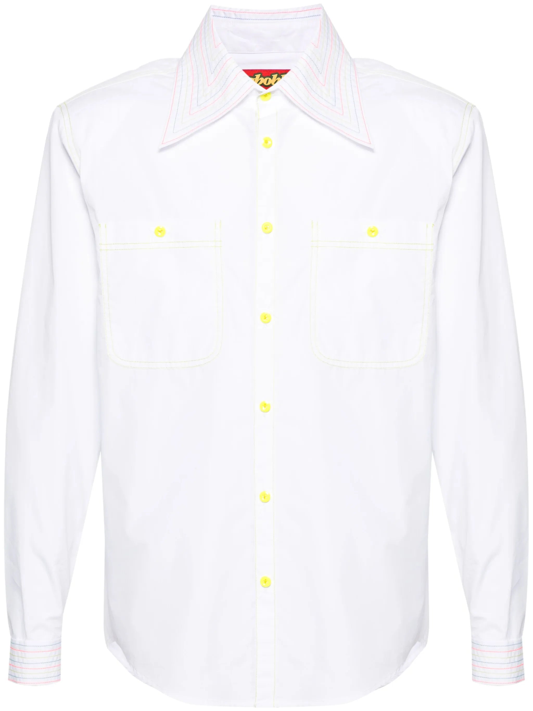 contrast-stitching cotton shirt