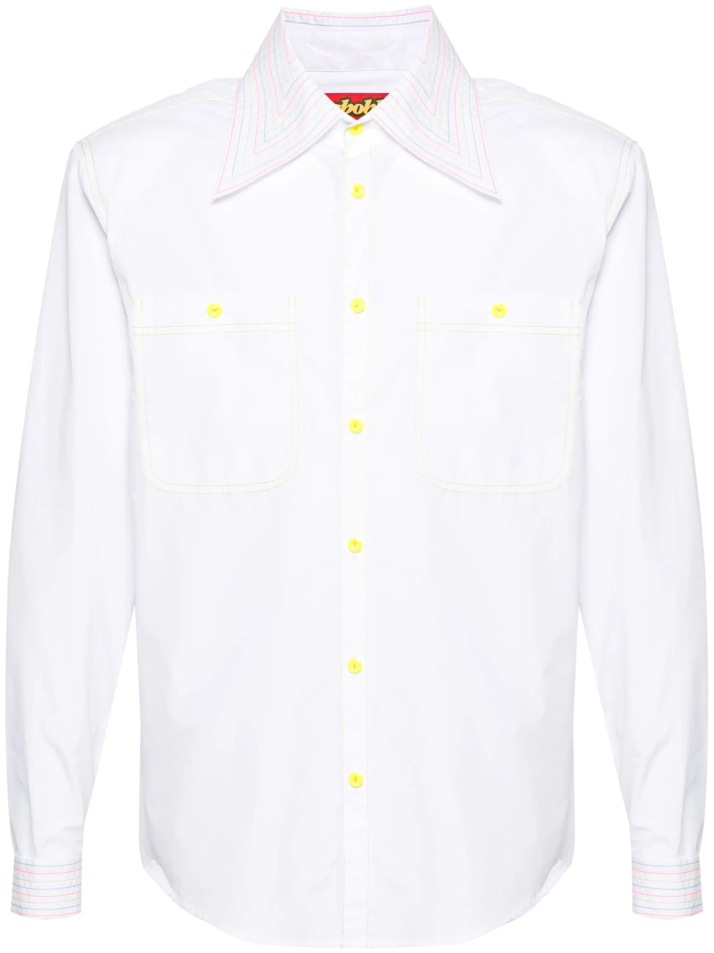 contrast-stitching cotton shirt
