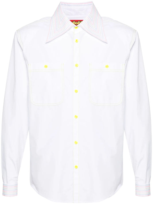 contrast-stitching cotton shirt