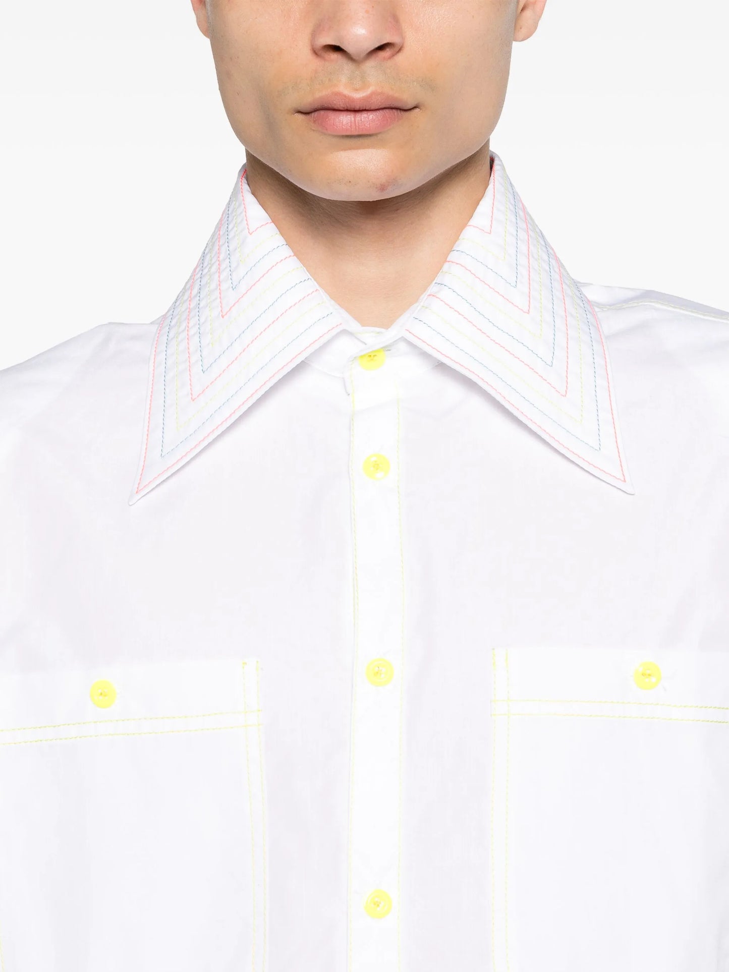 contrast-stitching cotton shirt