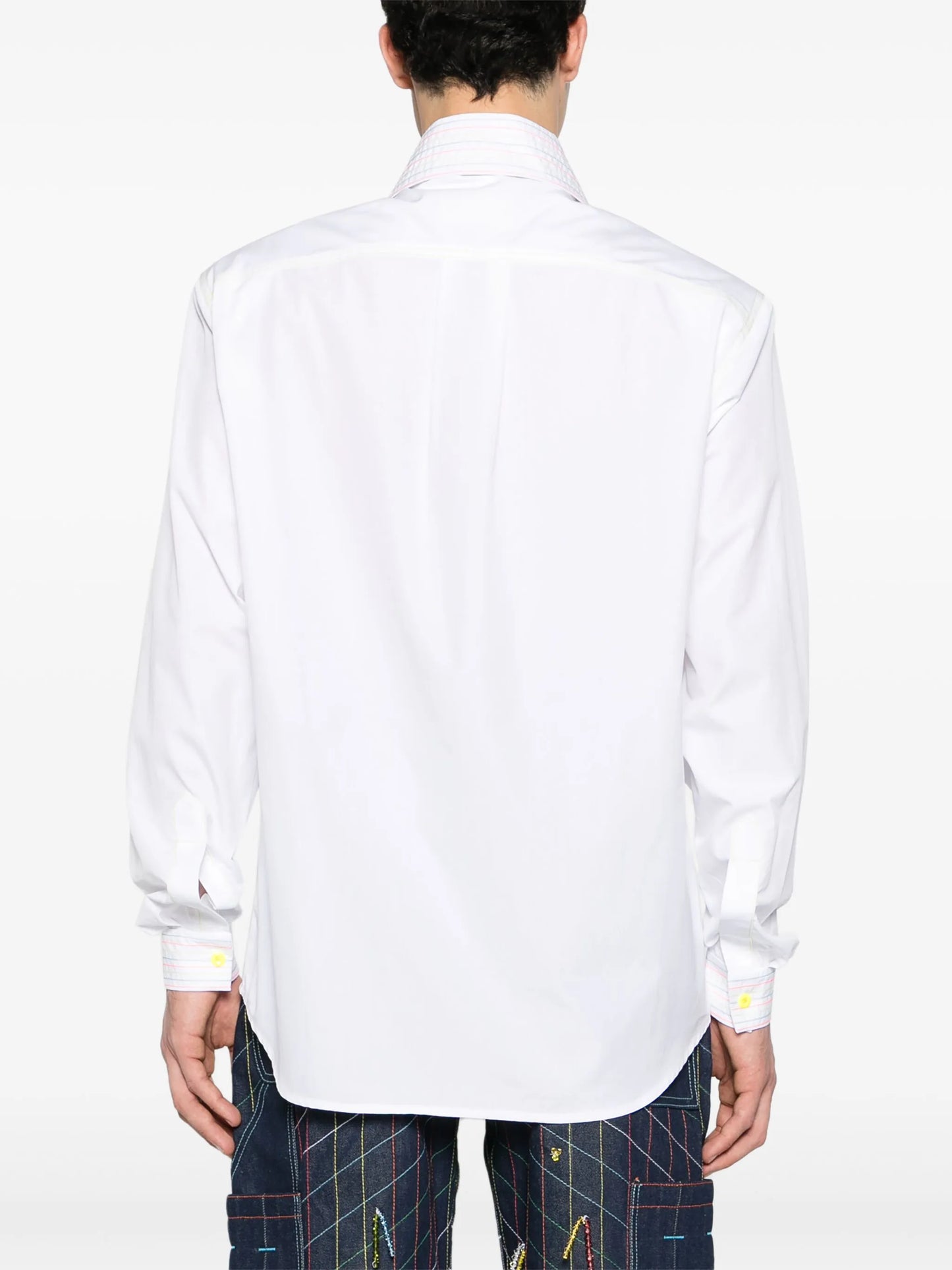 contrast-stitching cotton shirt