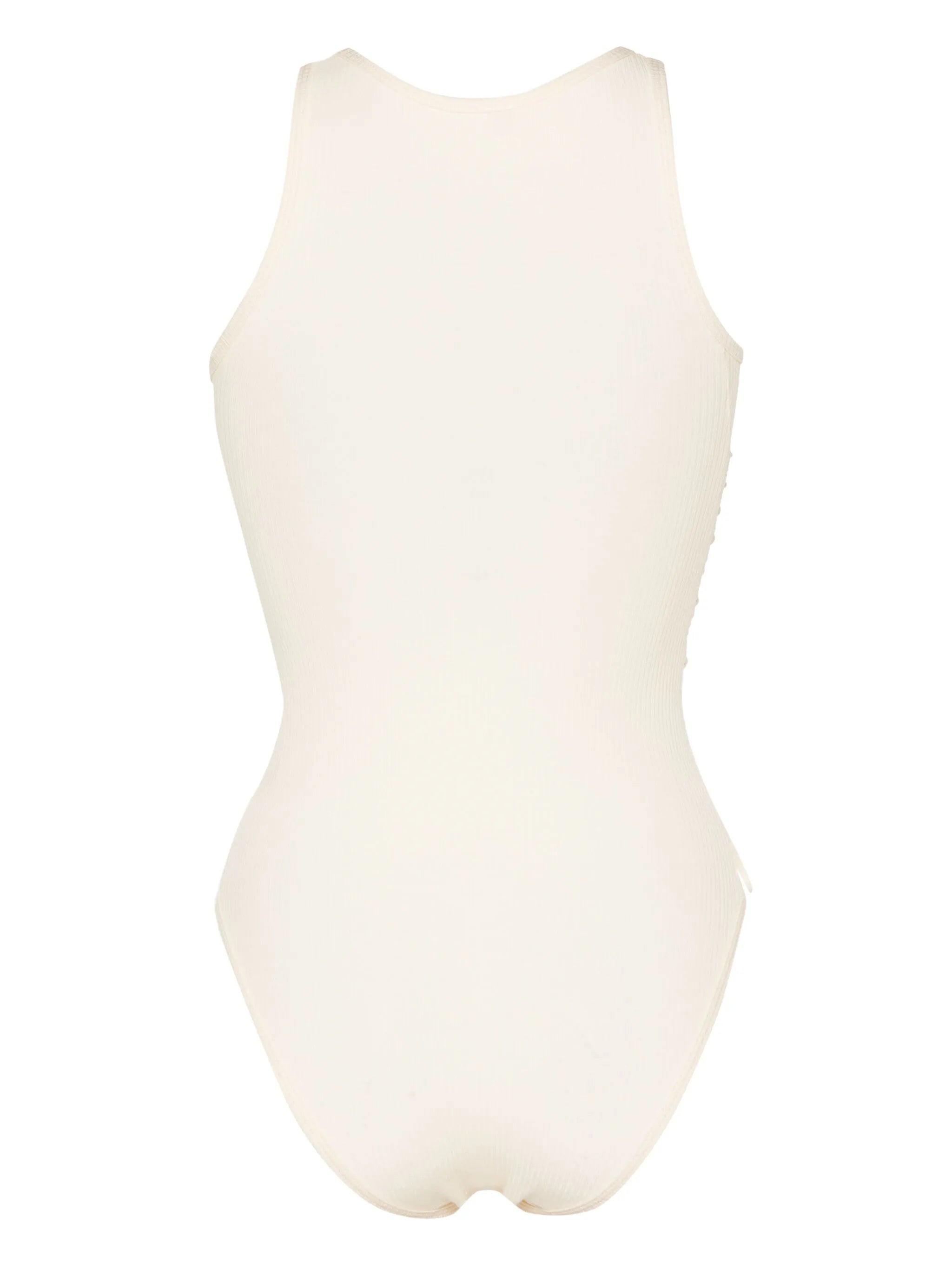 criss-cross-straps ribbed bodysuit