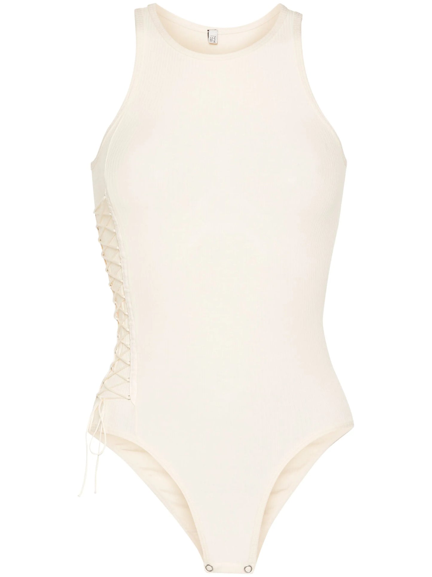 criss-cross-straps ribbed bodysuit