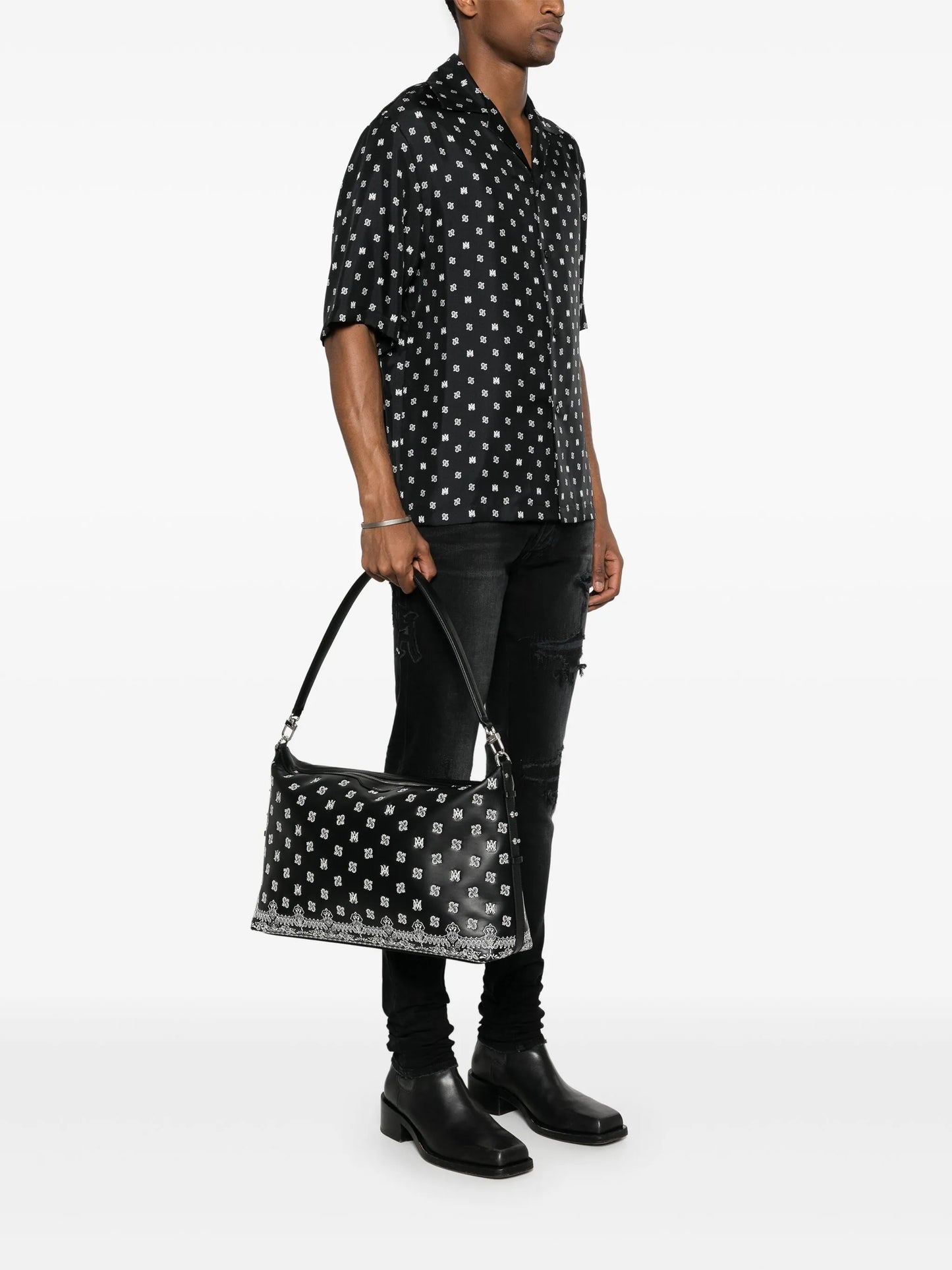 Bandana-embroidered shoulder bag