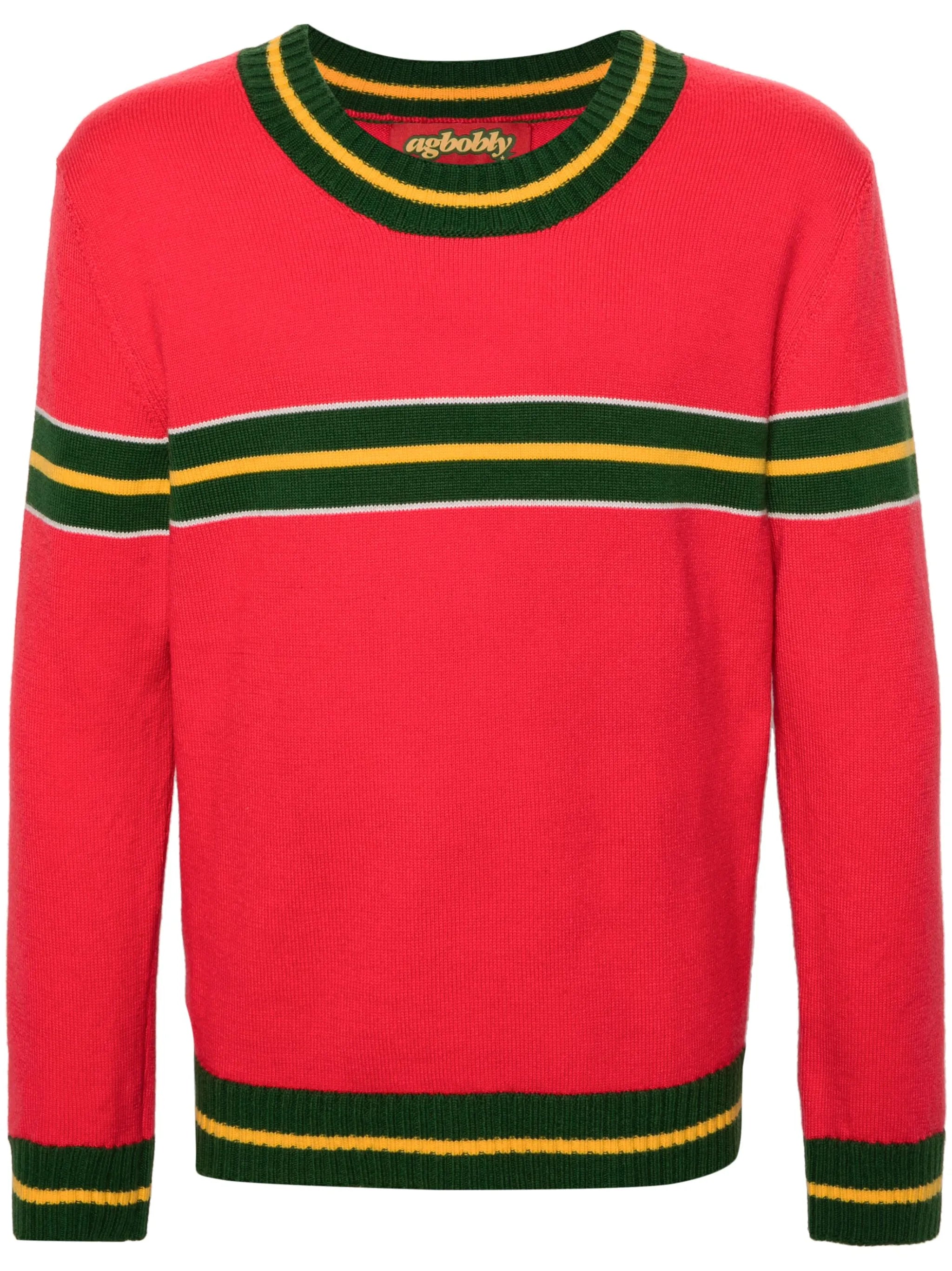 stripe-detailing merino jumper
