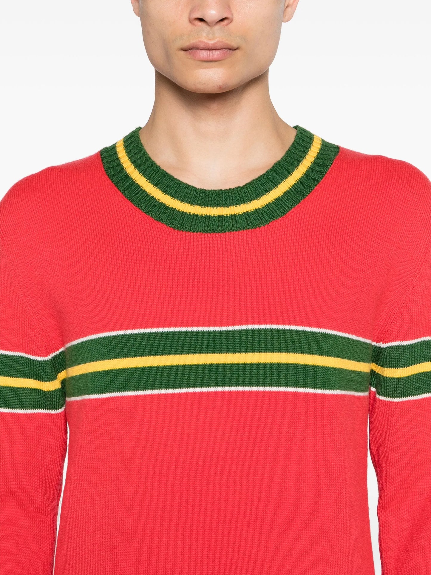 stripe-detailing merino jumper