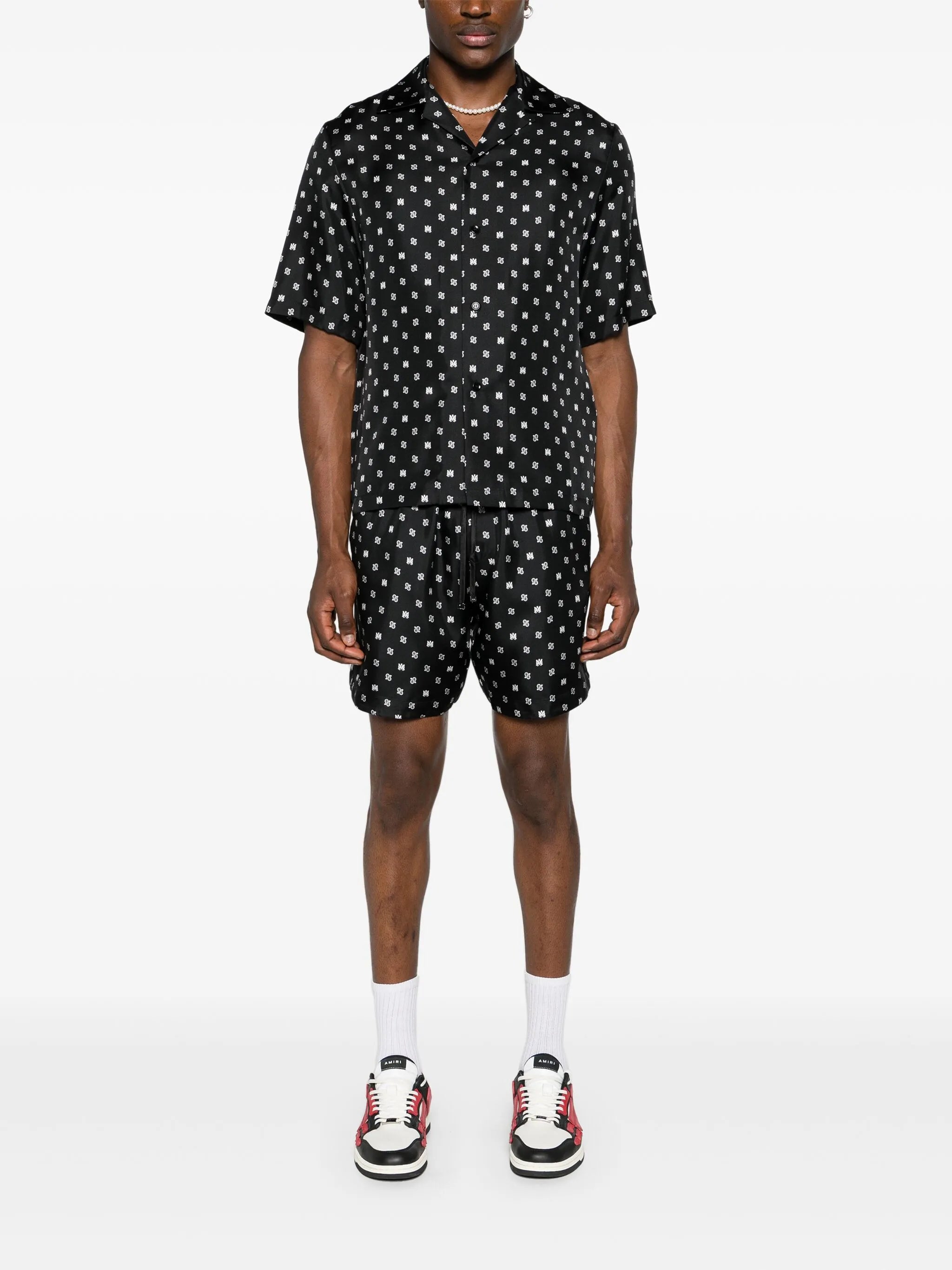 mix-print silk shirt