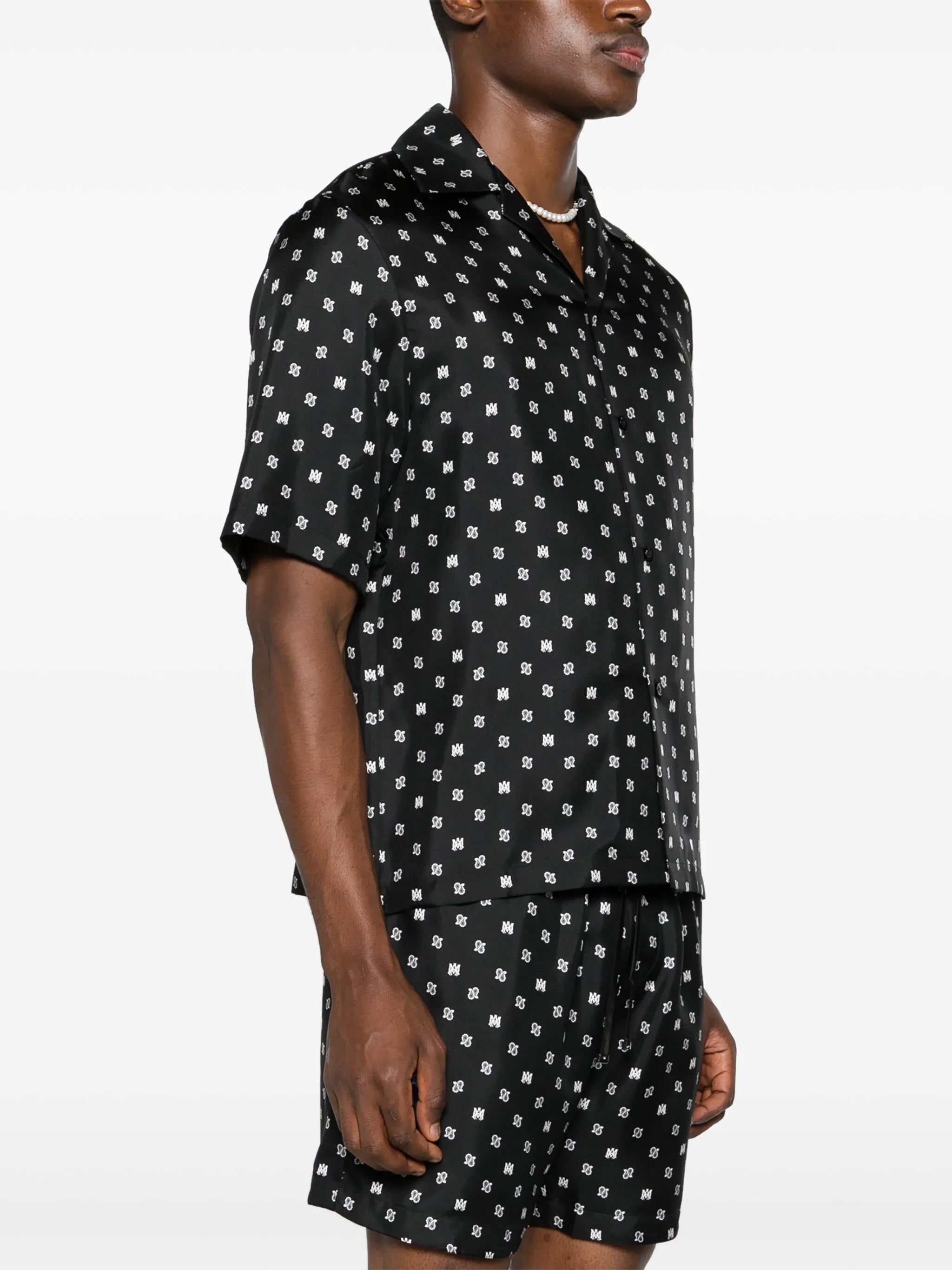 mix-print silk shirt