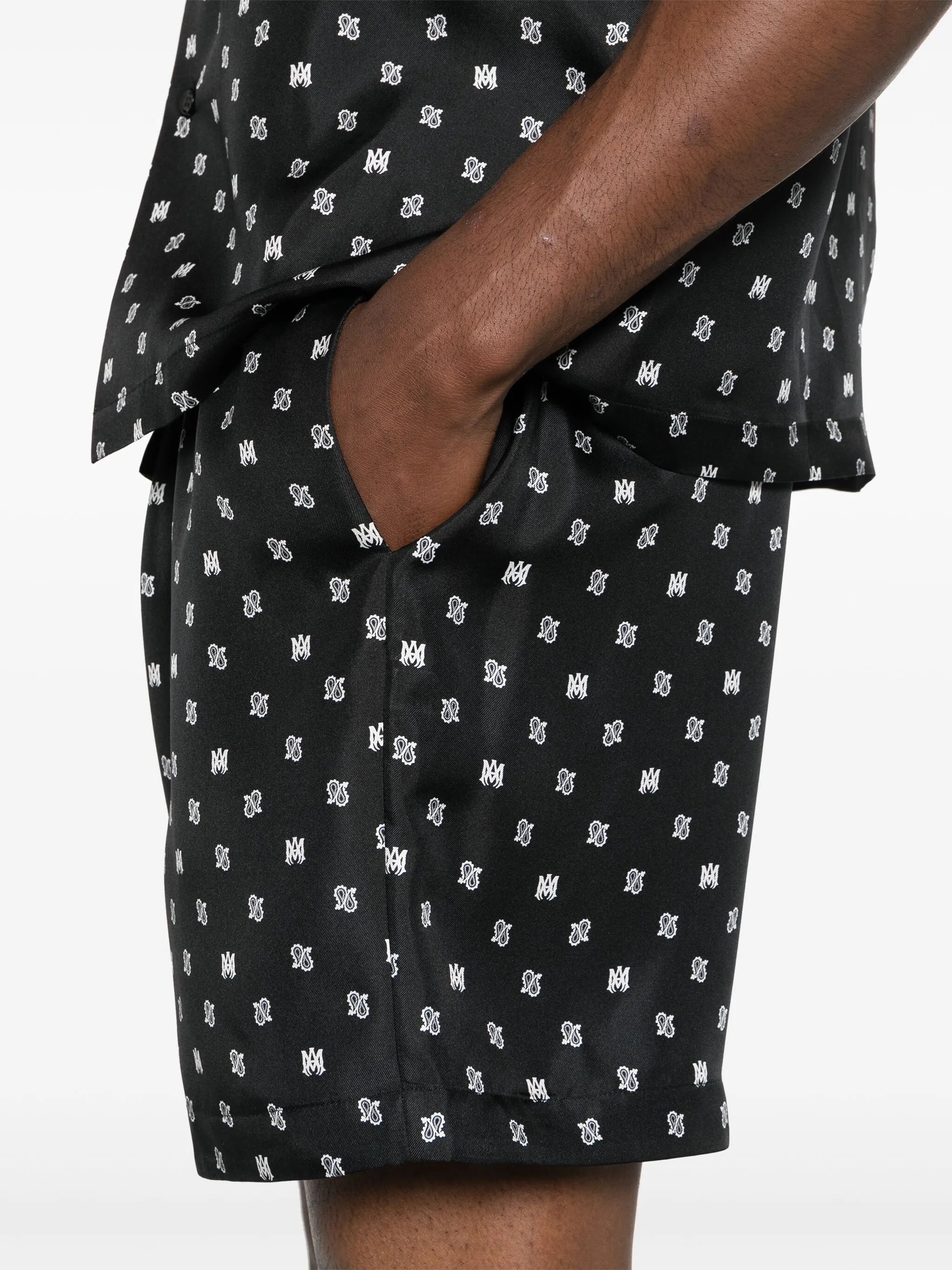 monogram paisley-print silk shorts