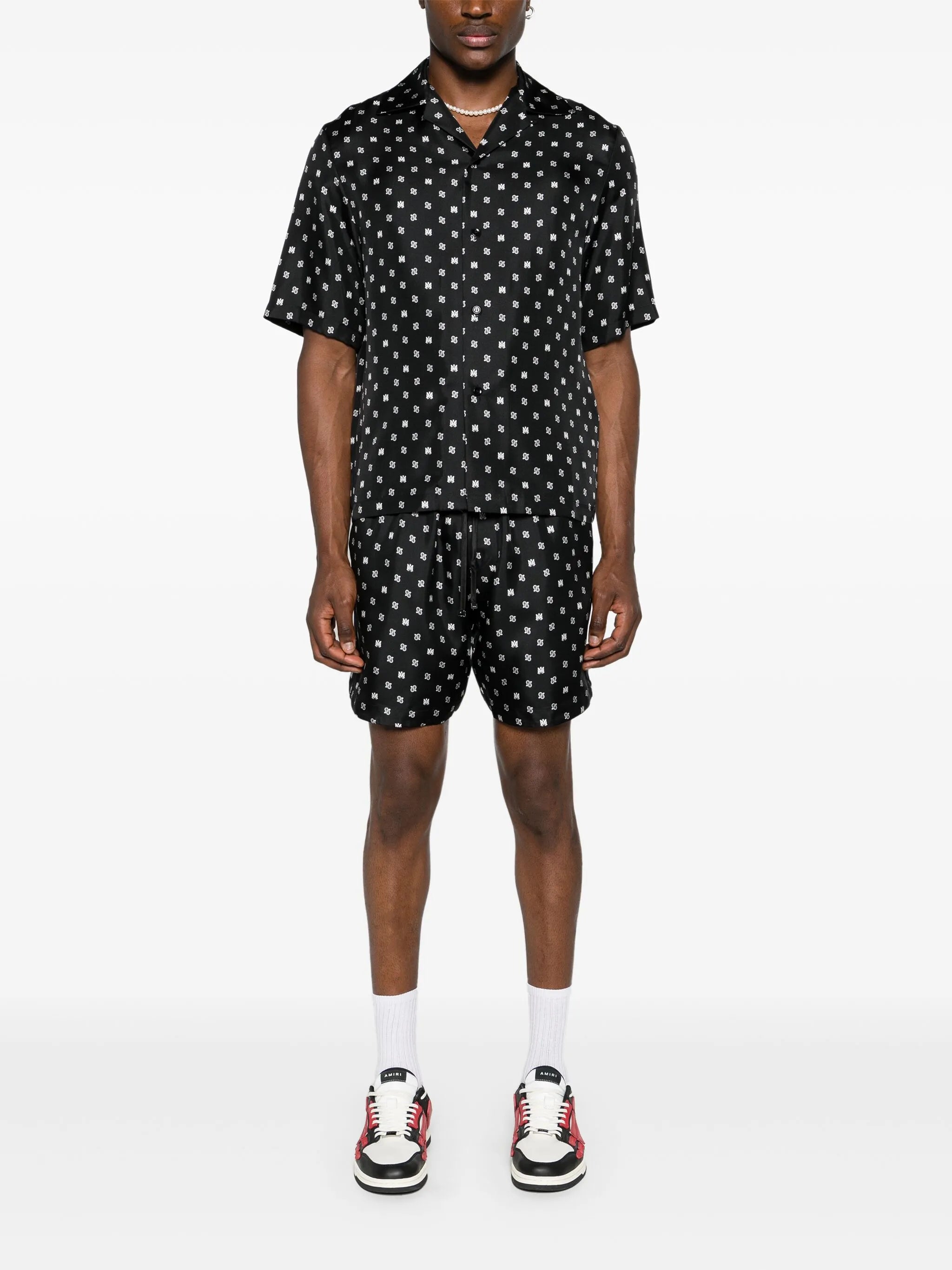 monogram paisley-print silk shorts