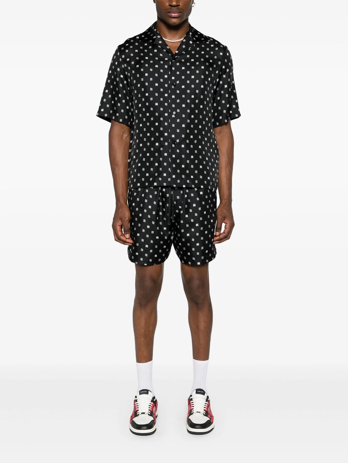 monogram paisley-print silk shorts