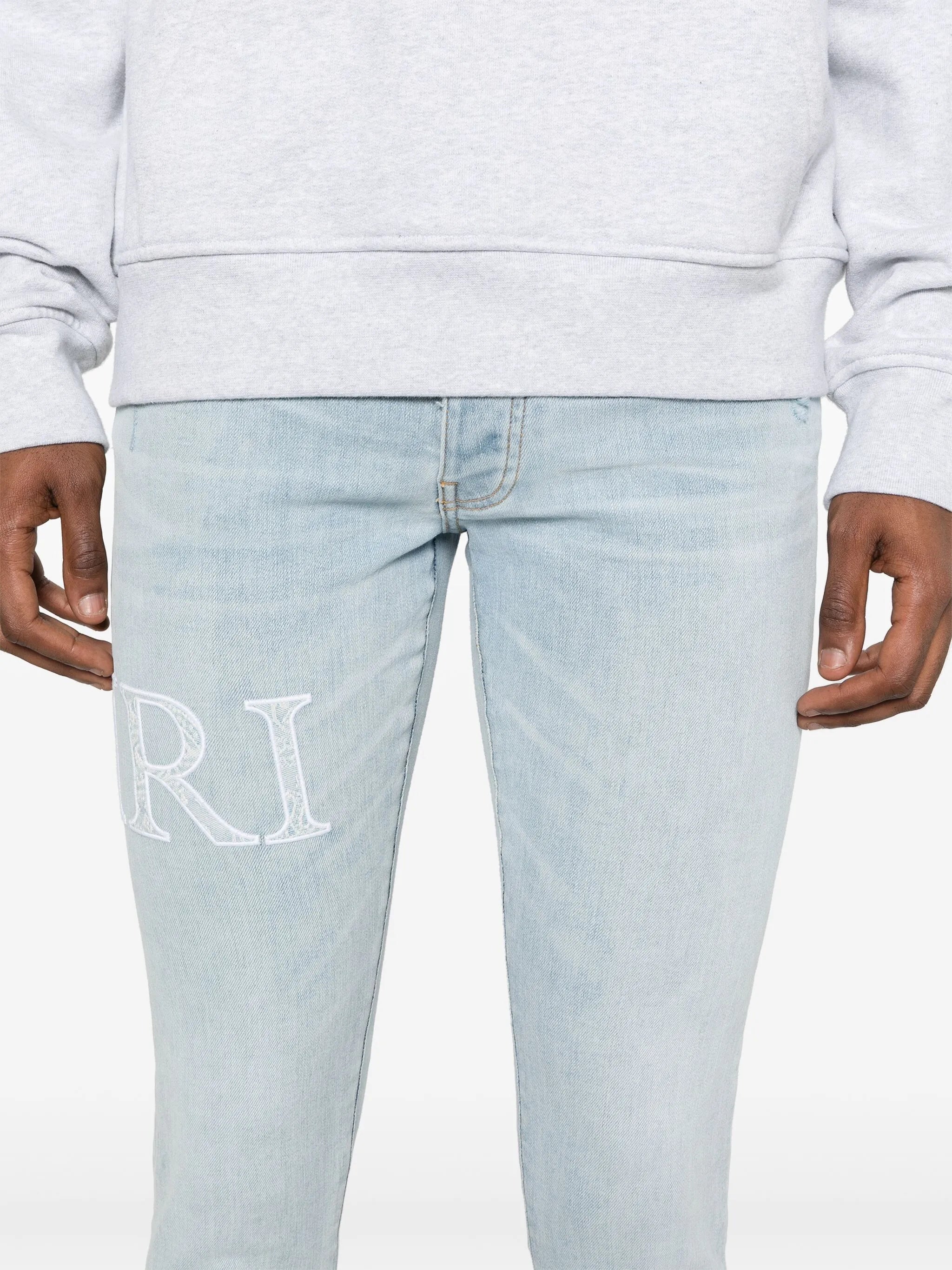 bandana-jacquard logo-appliqué jeans
