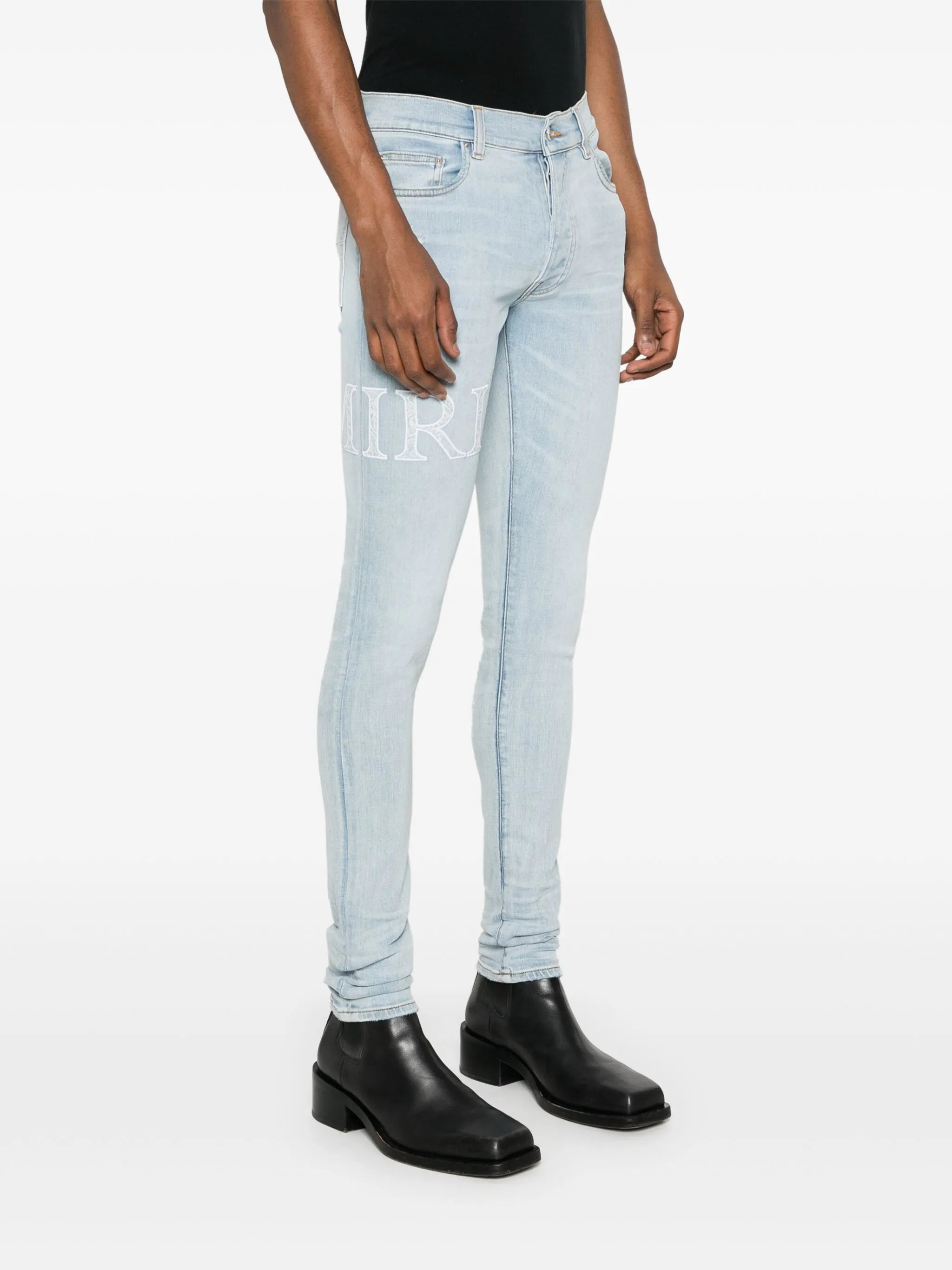 bandana-jacquard logo-appliqué jeans