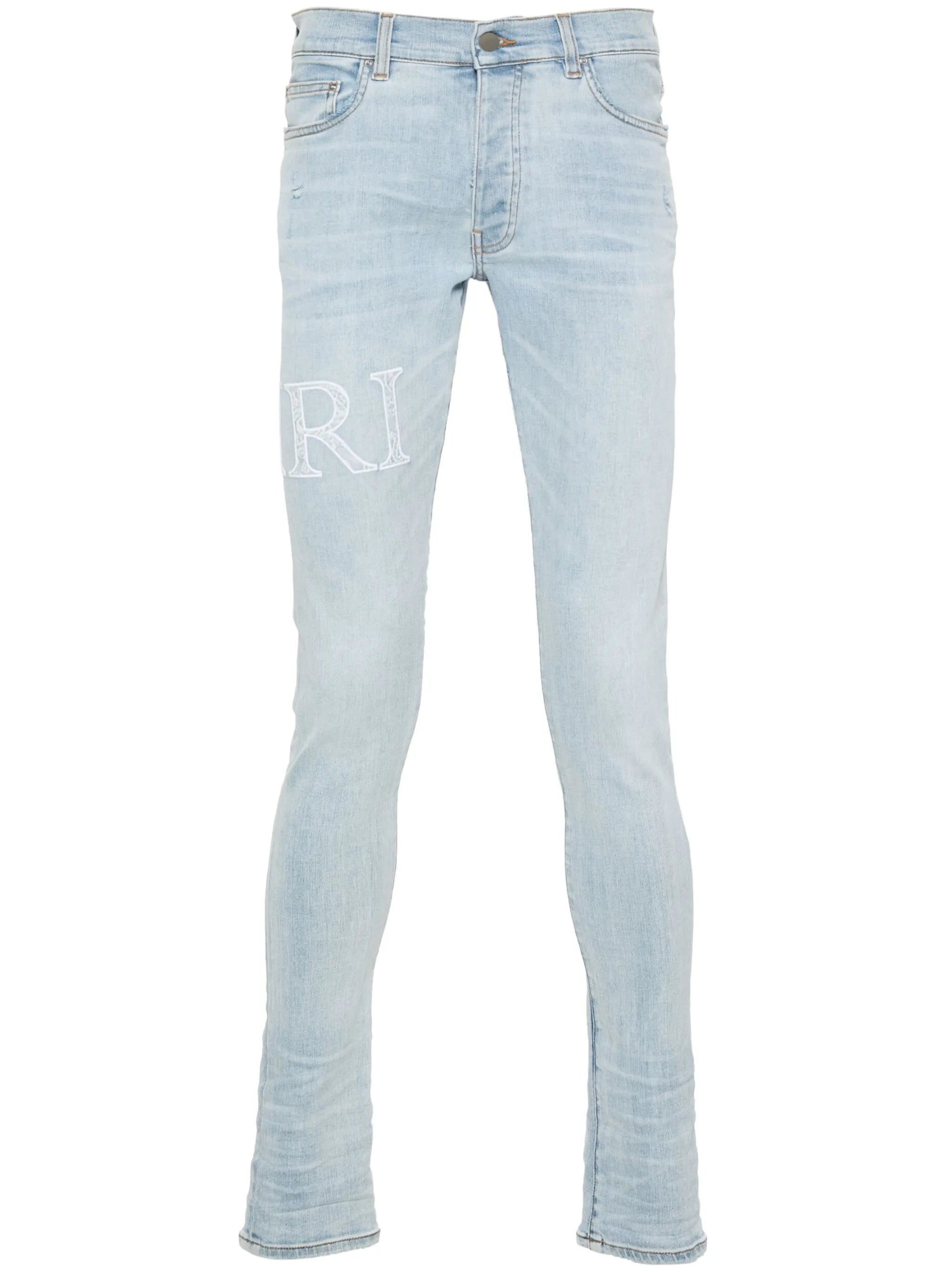bandana-jacquard logo-appliqué jeans