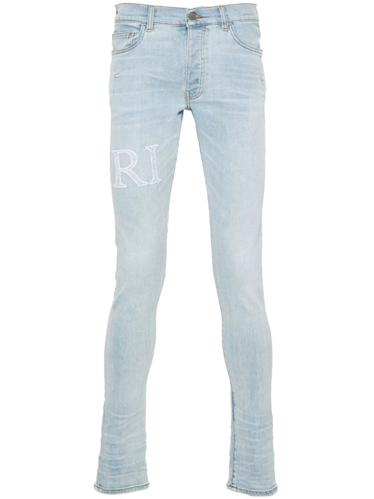 bandana-jacquard logo-appliqué jeans