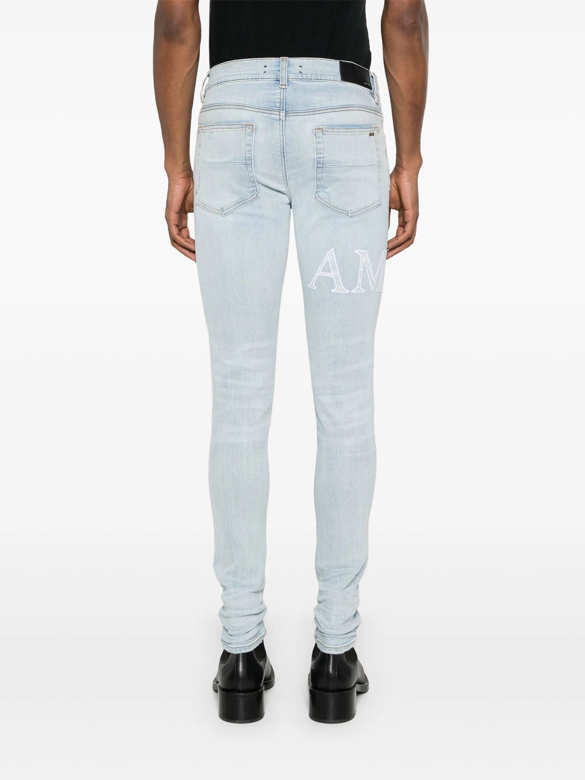 bandana-jacquard logo-appliqué jeans