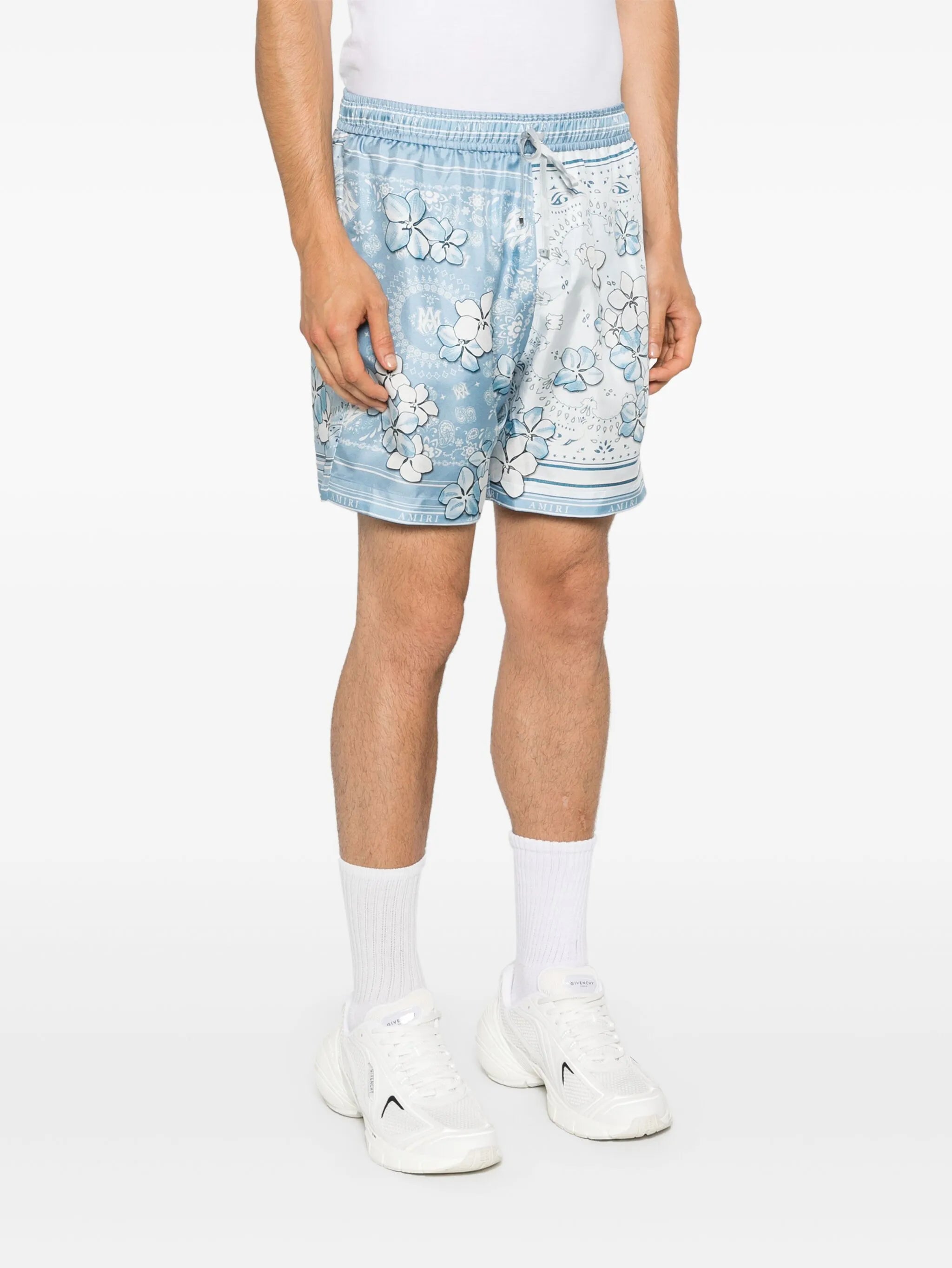 Bandana floral silk shorts