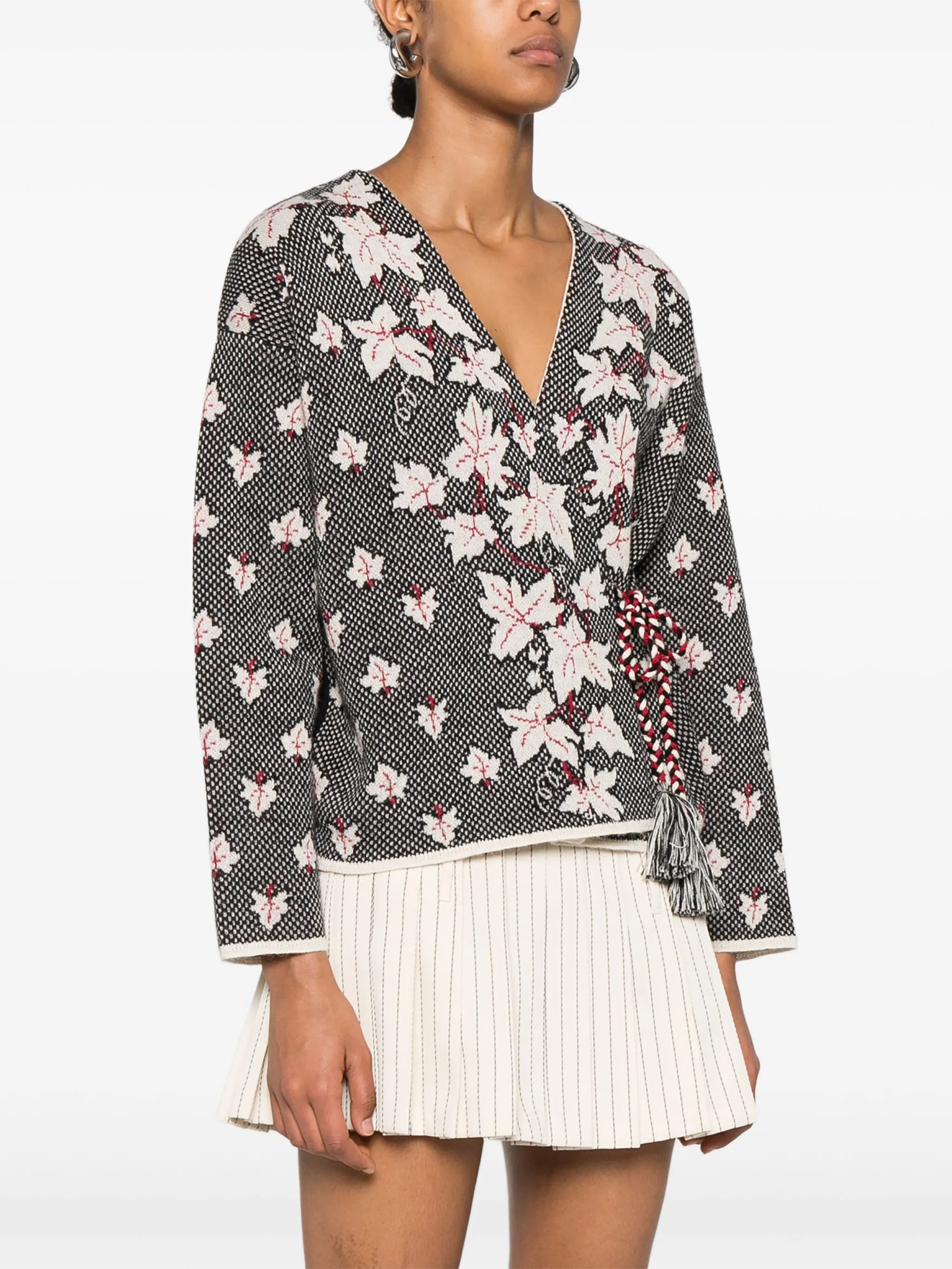 maple-jacquard cardigan