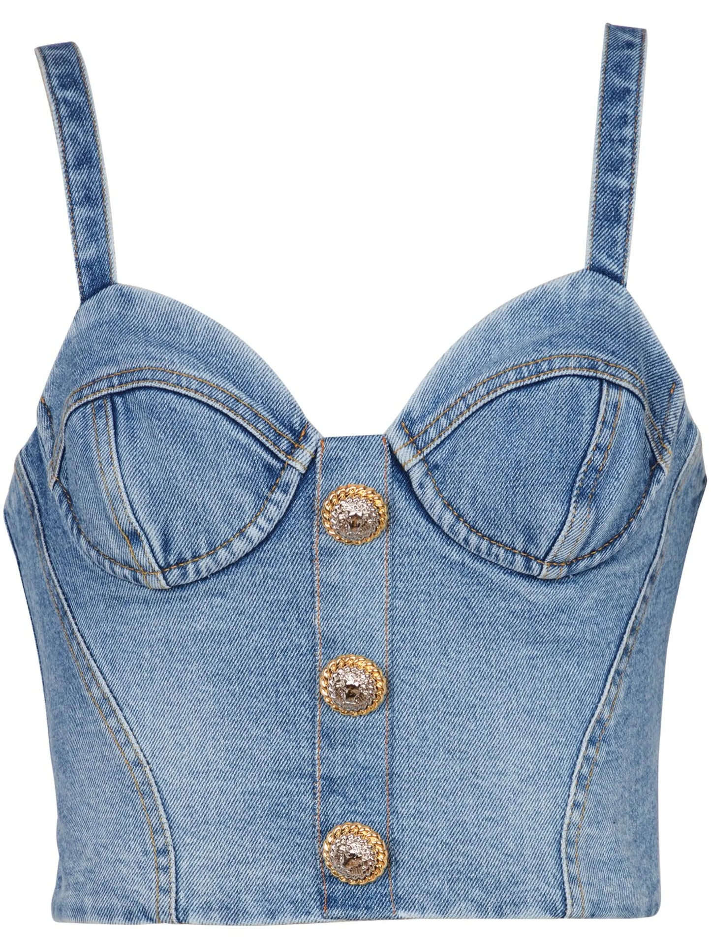 buttonned denim crop top