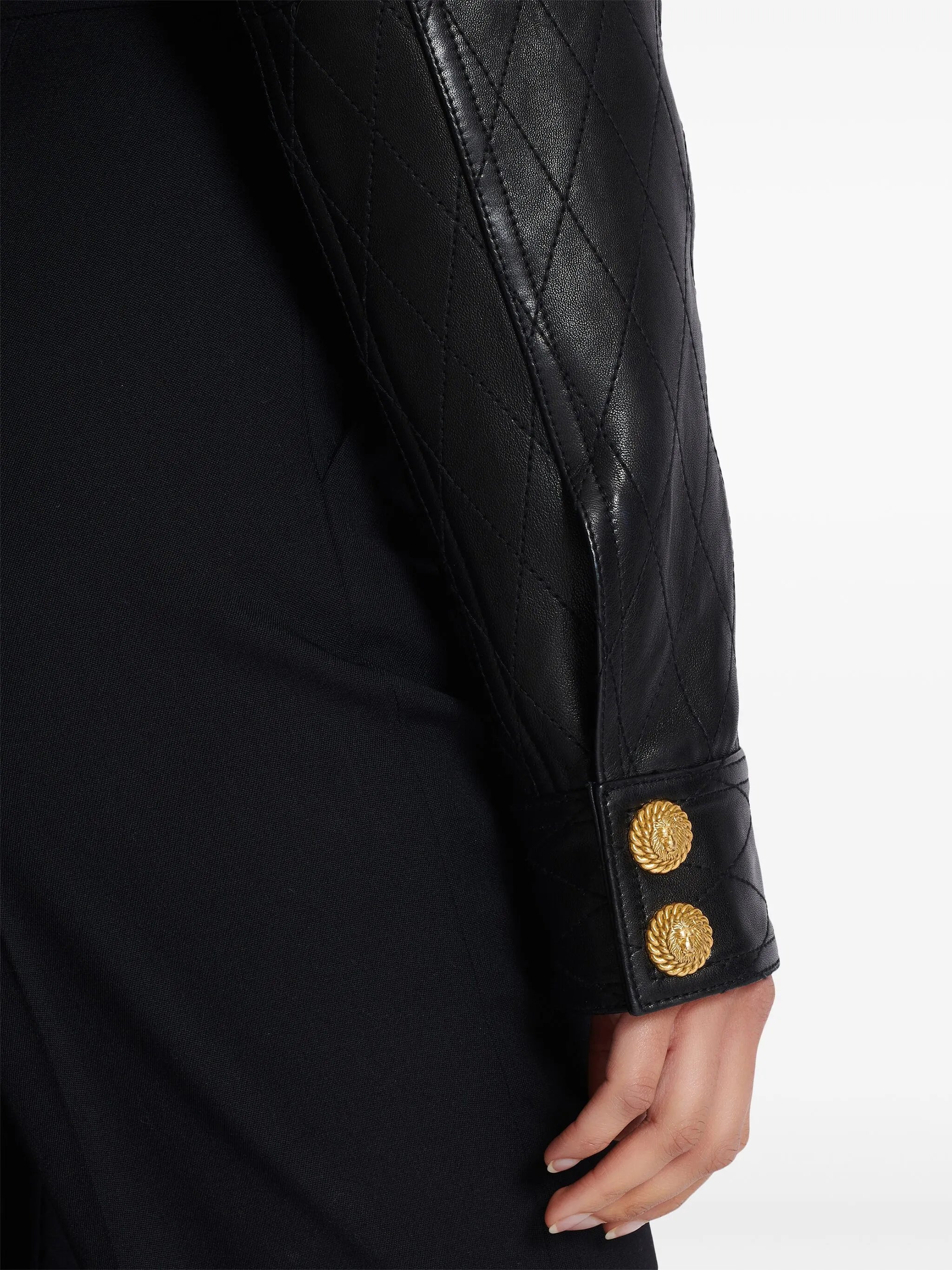 quilted leather cropped jacket