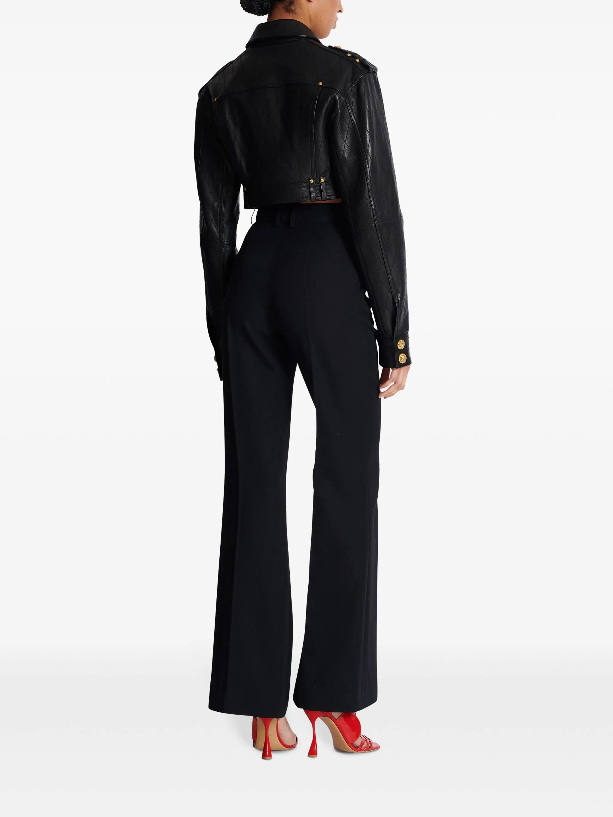 quilted leather cropped jacket