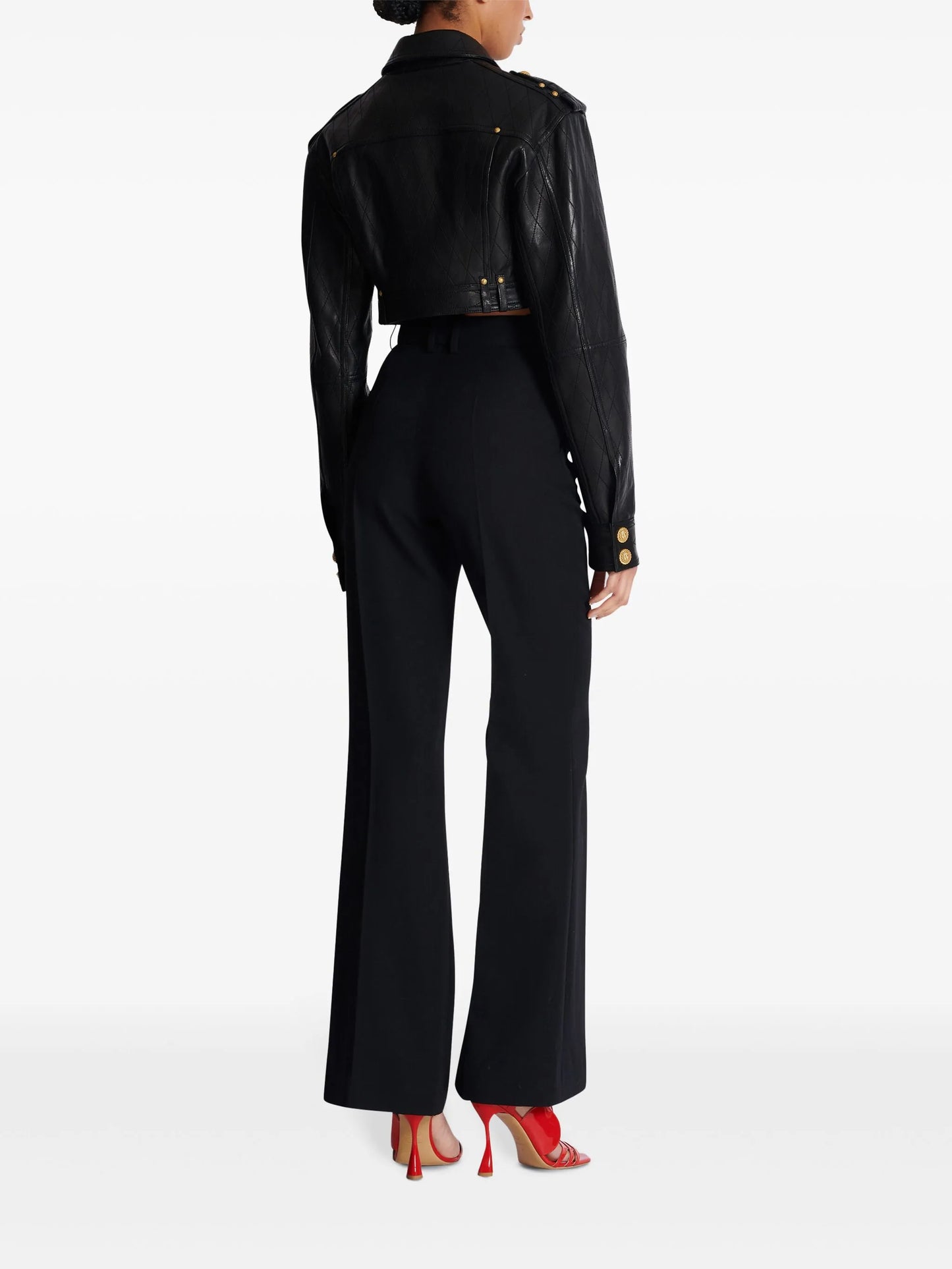 quilted leather cropped jacket