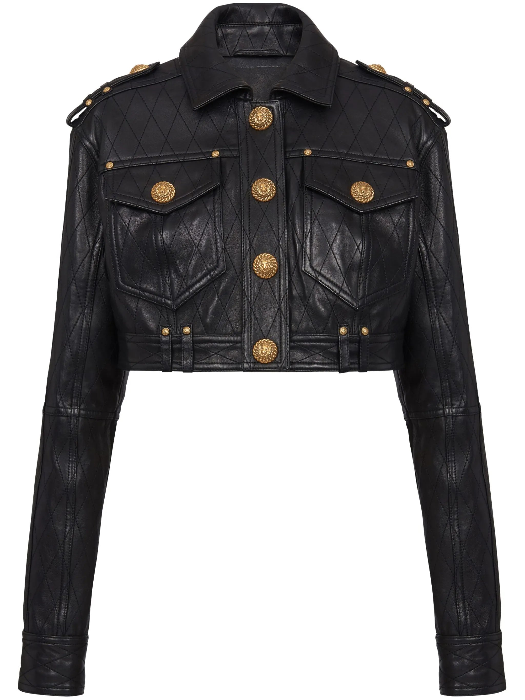 quilted leather cropped jacket