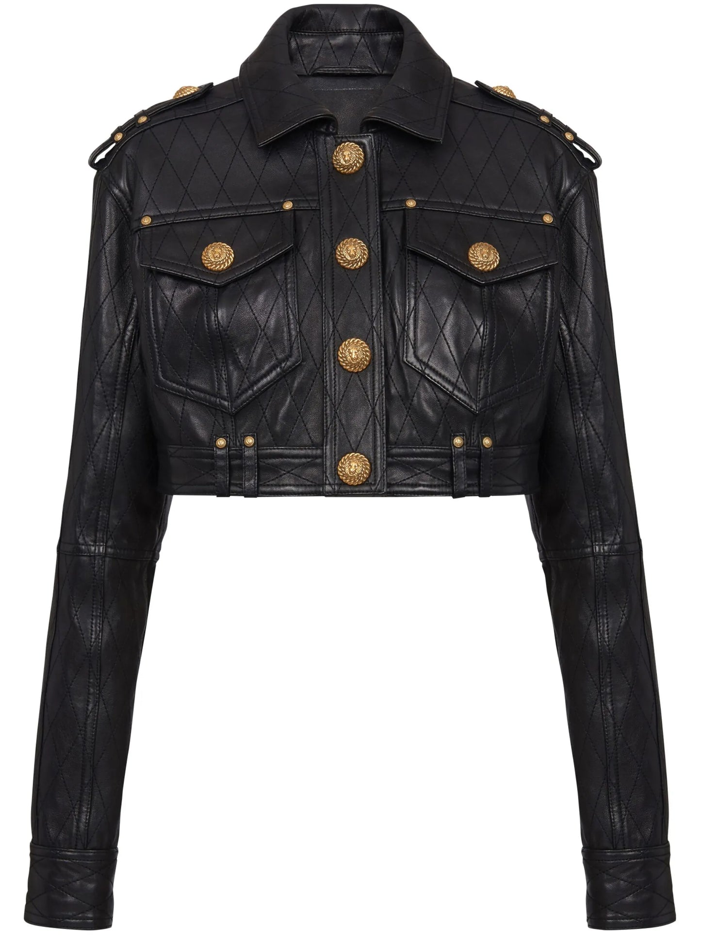 quilted leather cropped jacket