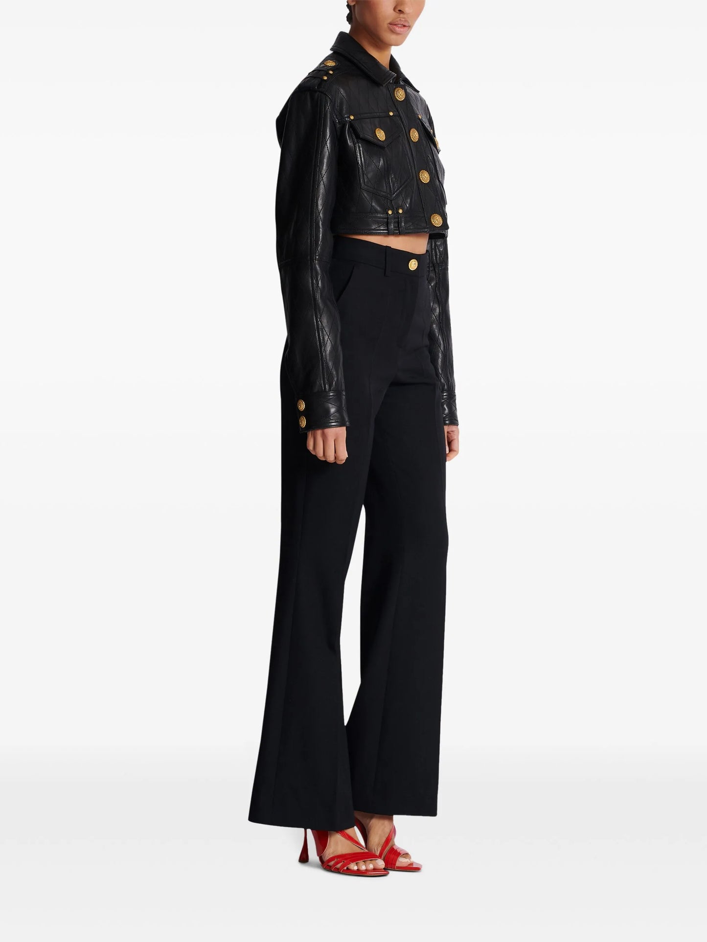 quilted leather cropped jacket