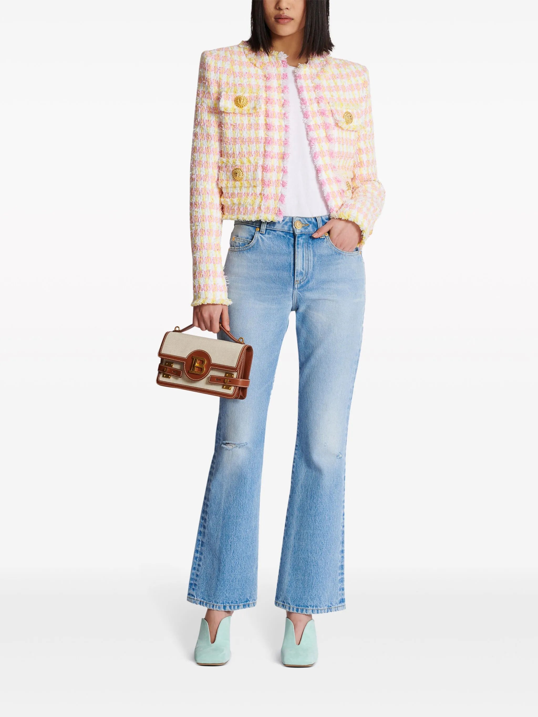 gingham tweed jacket