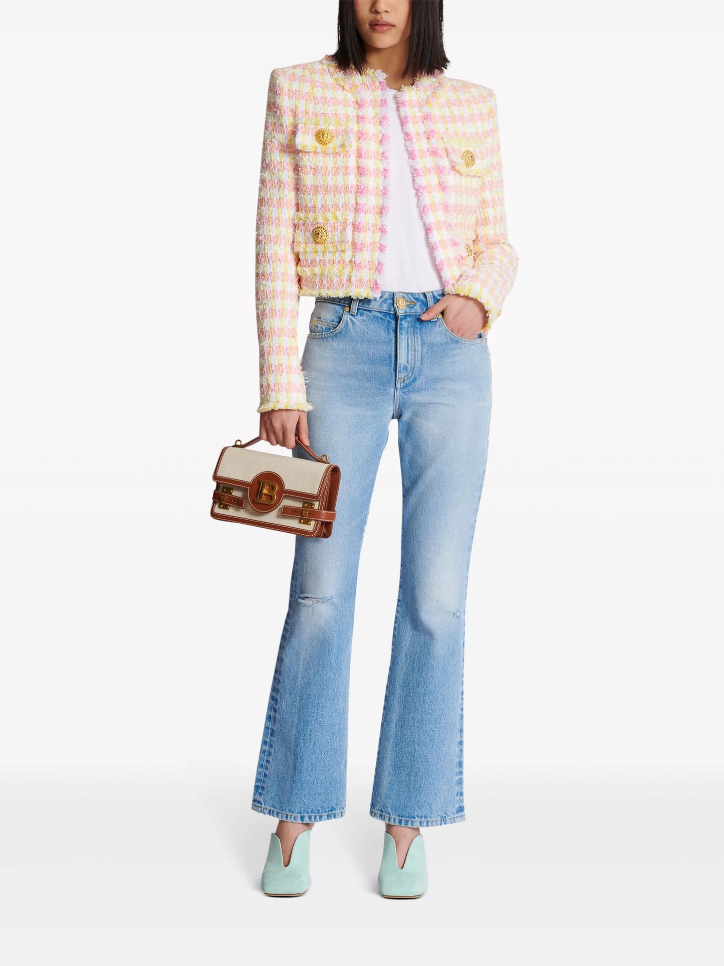 gingham tweed jacket