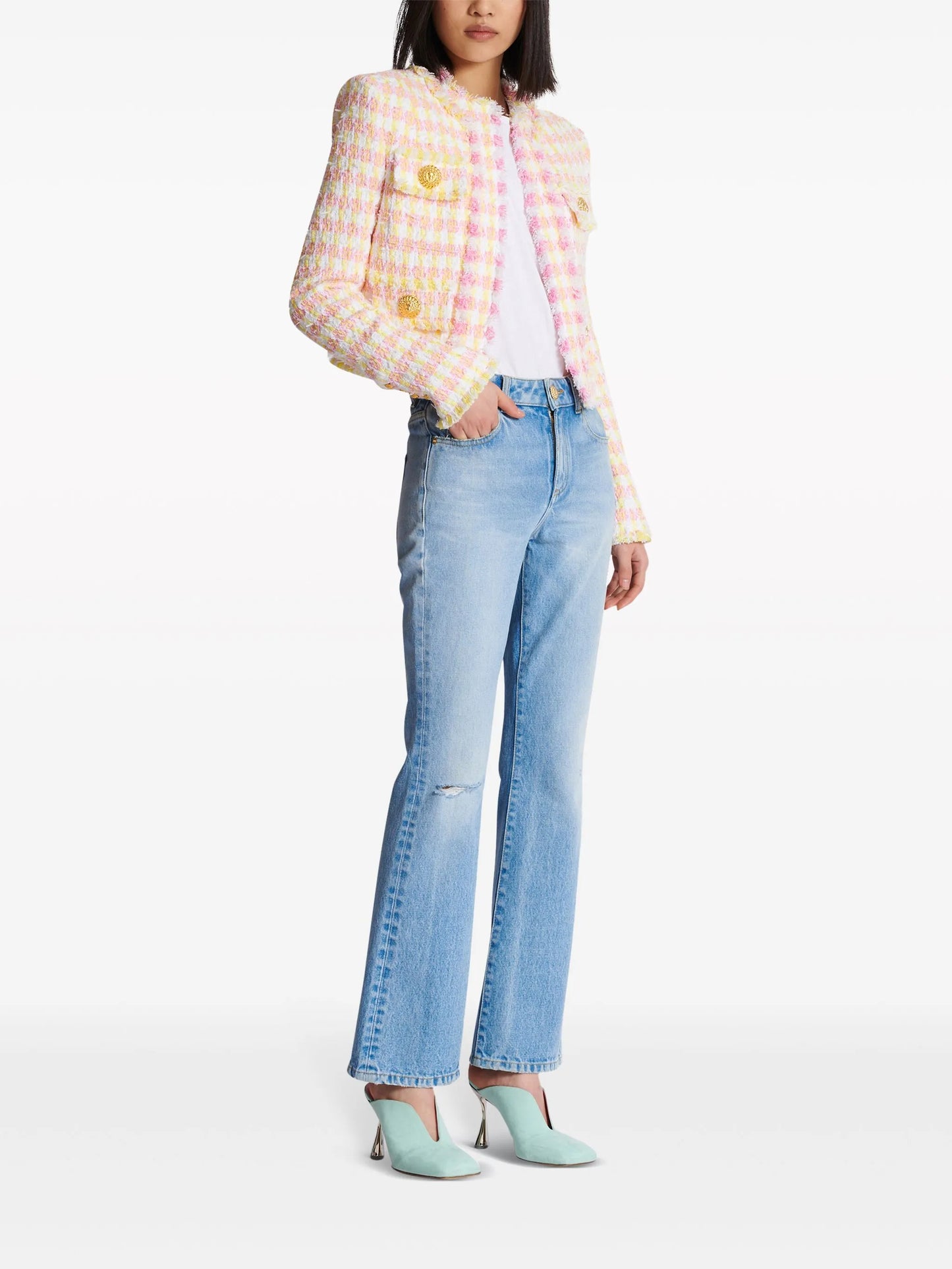 gingham tweed jacket