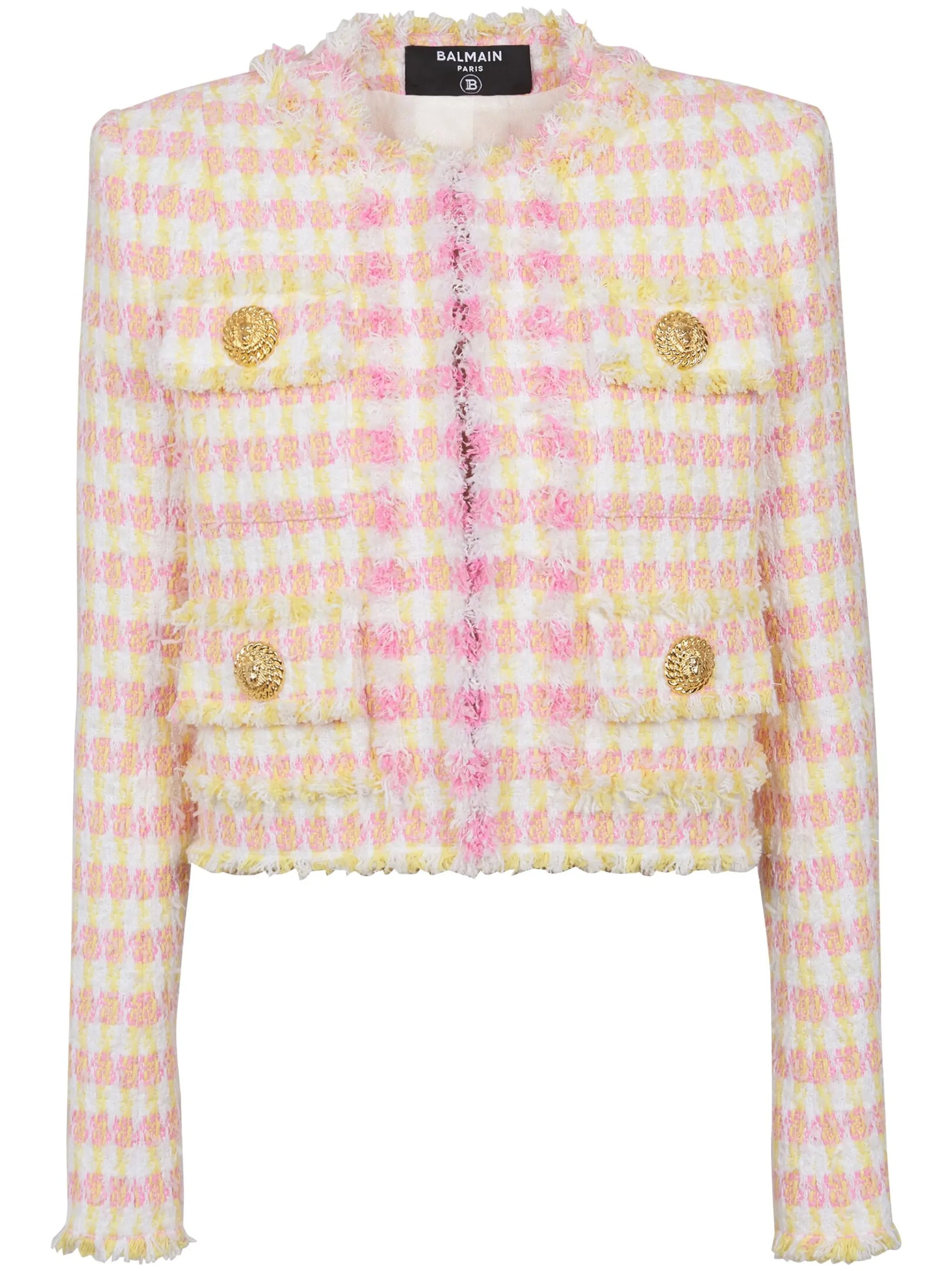 gingham tweed jacket