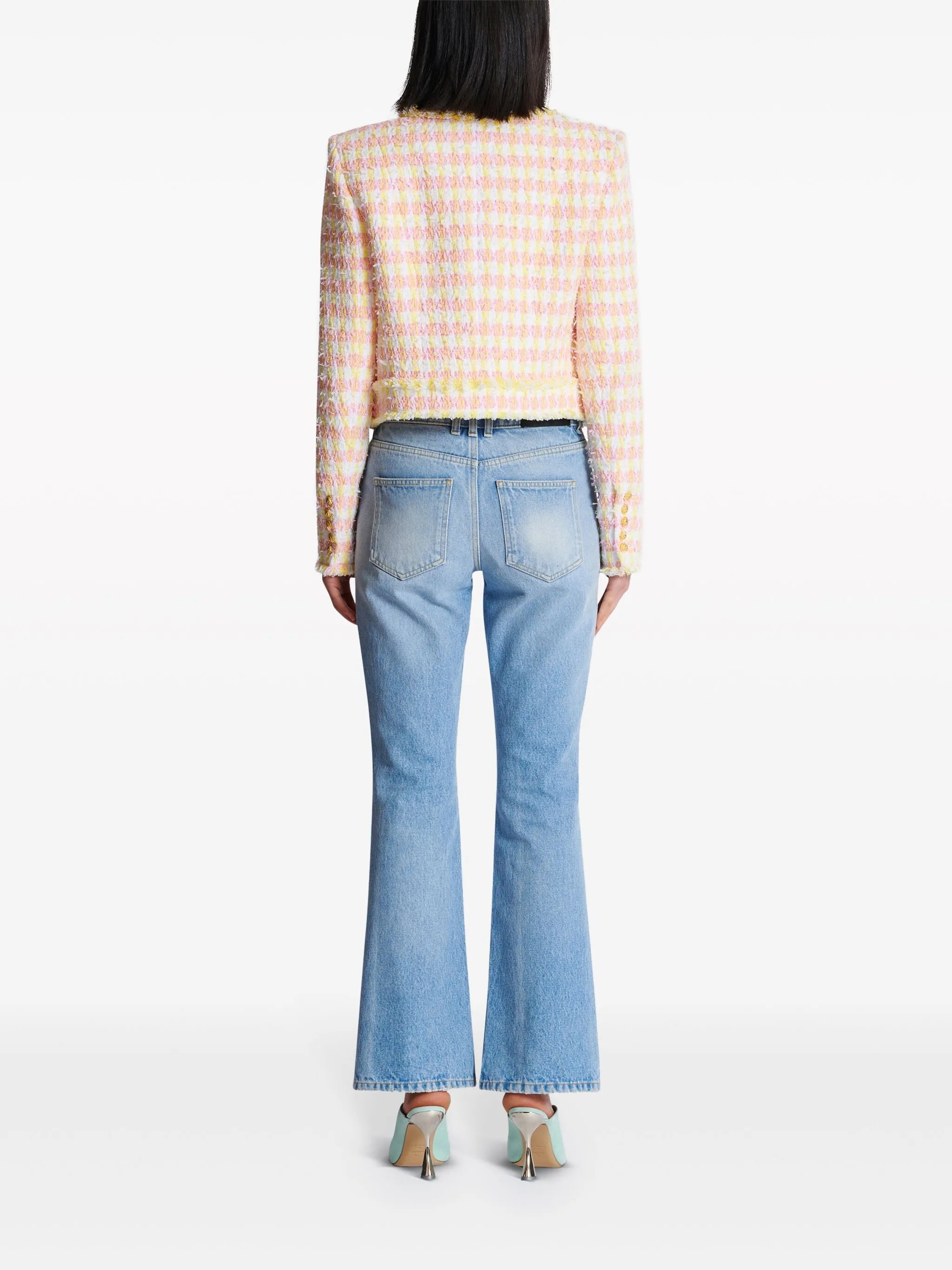 gingham tweed jacket